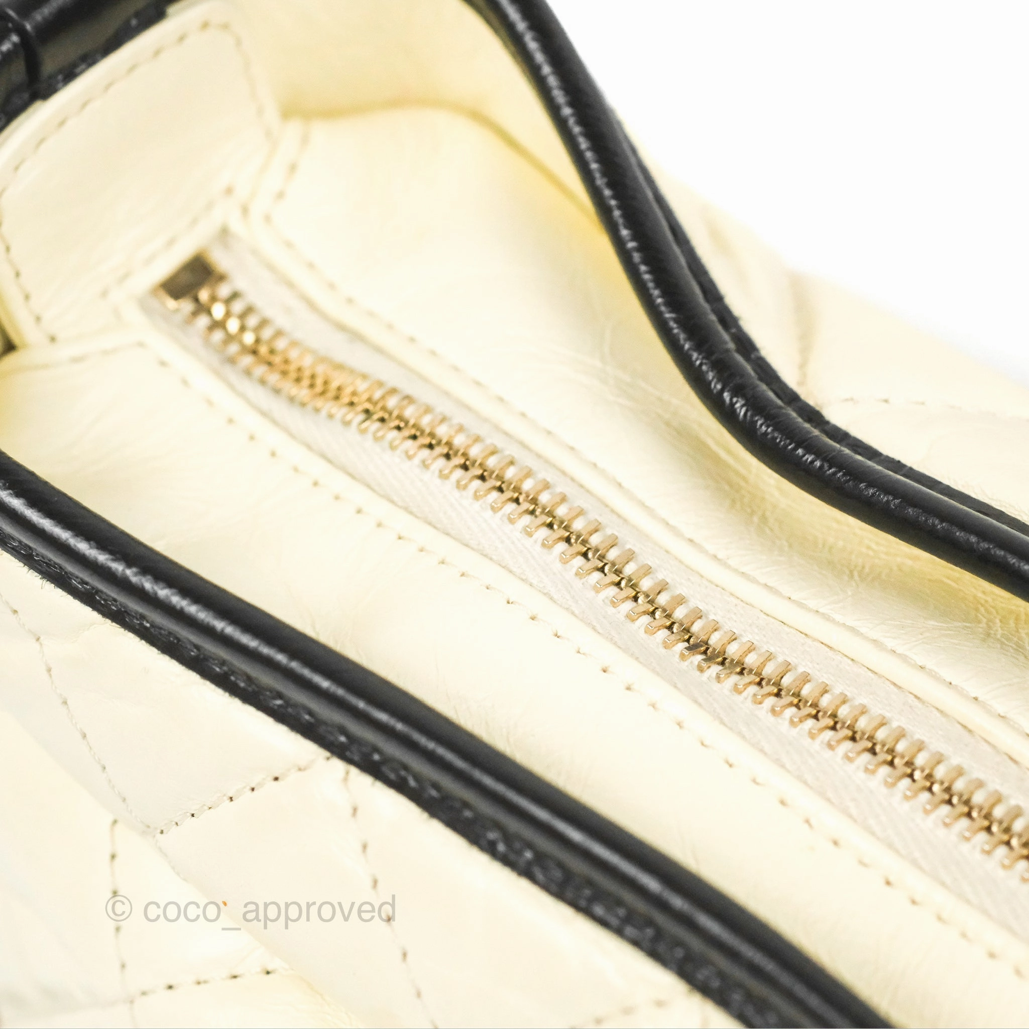 Chanel New Medium Gabrielle Hobo White/Black Aged Calfskin