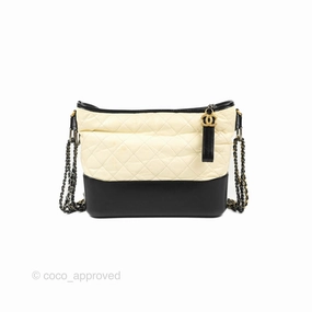 Chanel New Medium Gabrielle Hobo White/Black Aged Calfskin