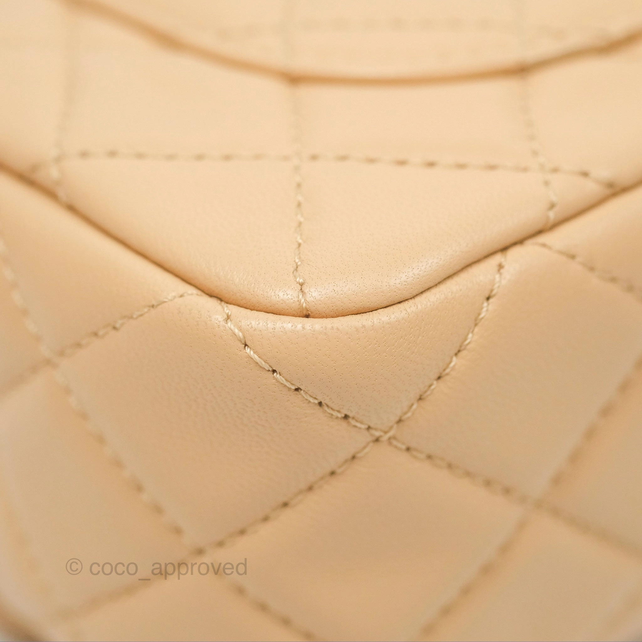 Chanel Pearl Crush Mini Rectangular Beige Lambskin Aged Gold Hardware