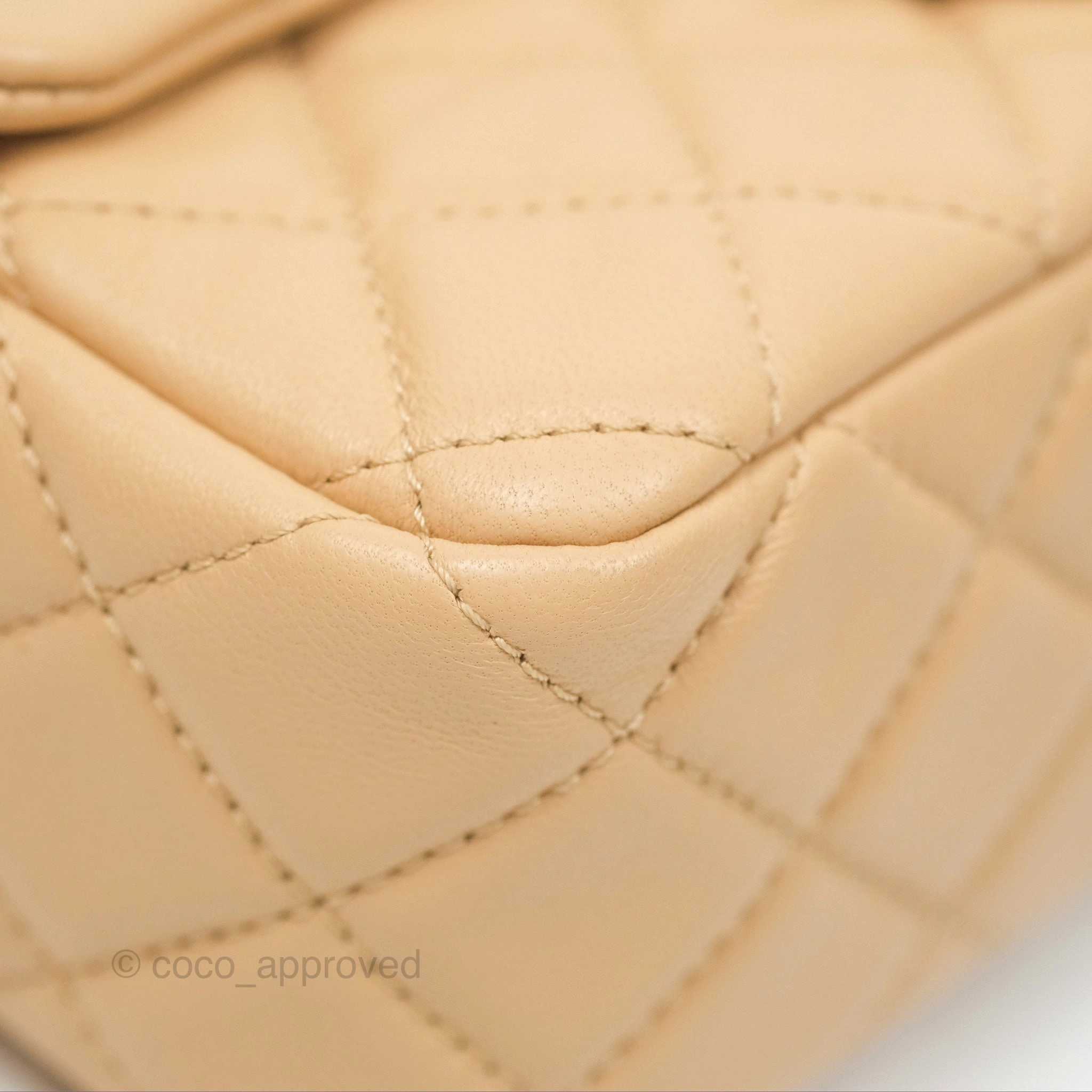 Chanel Pearl Crush Mini Rectangular Beige Lambskin Aged Gold Hardware