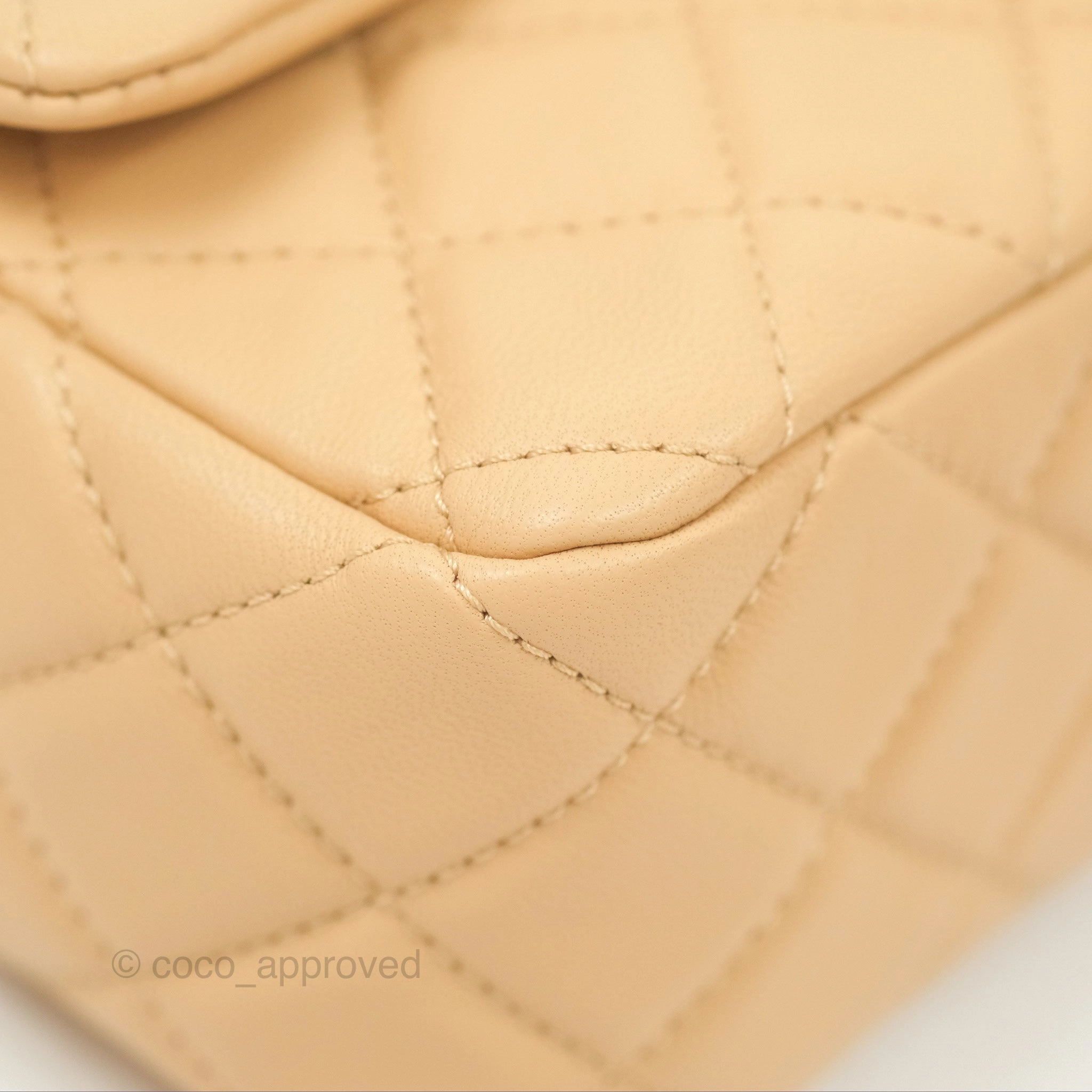 Chanel Pearl Crush Mini Rectangular Beige Lambskin Aged Gold Hardware