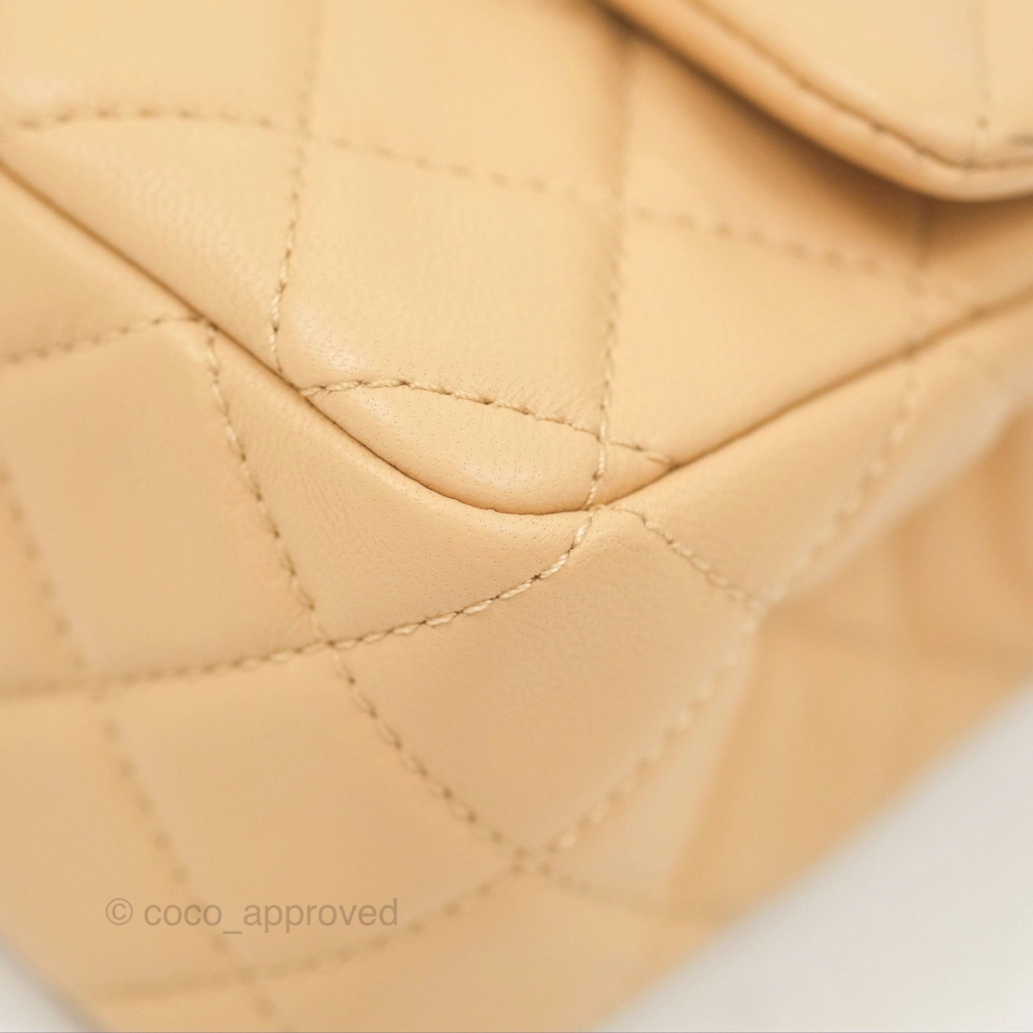 Chanel Pearl Crush Mini Rectangular Beige Lambskin Aged Gold Hardware