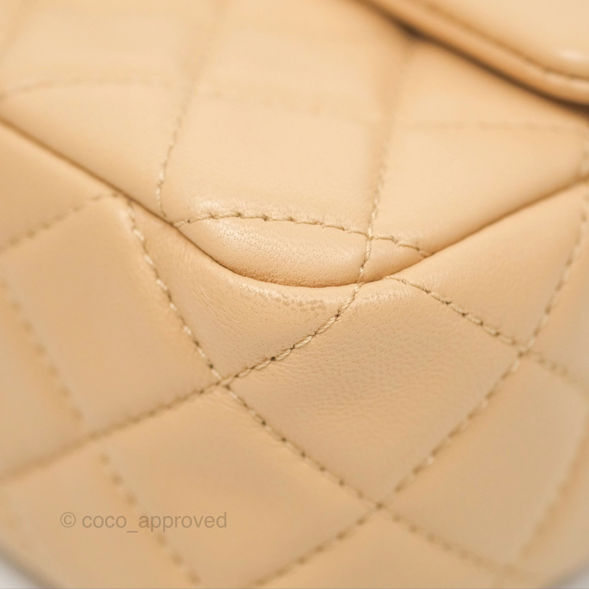 Chanel Pearl Crush Mini Rectangular Beige Lambskin Aged Gold Hardware