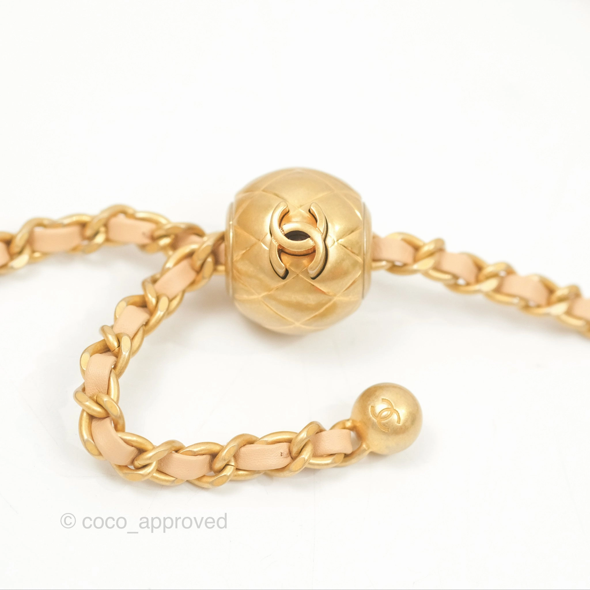 Chanel Pearl Crush Mini Rectangular Beige Lambskin Aged Gold Hardware