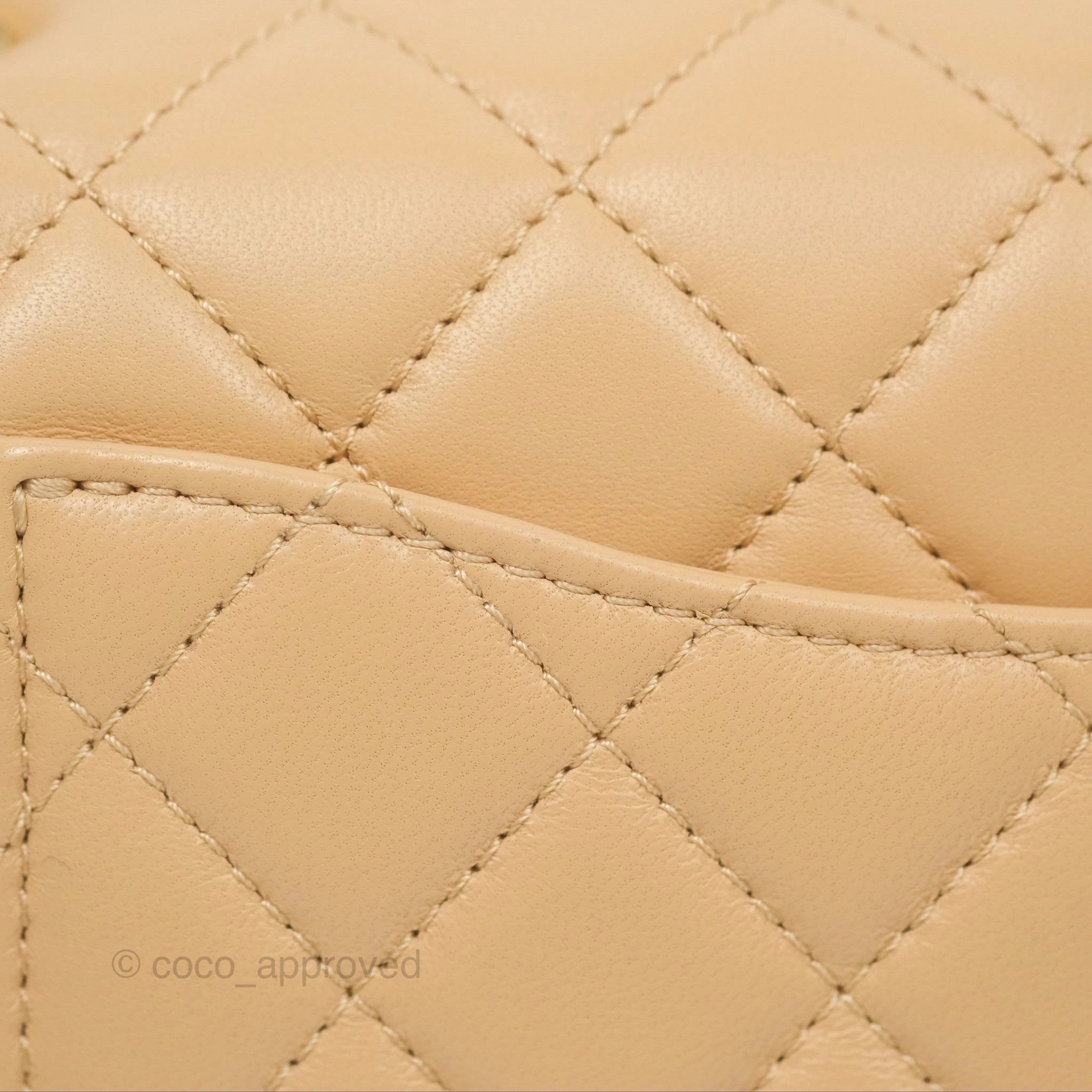 Chanel Pearl Crush Mini Rectangular Beige Lambskin Aged Gold Hardware
