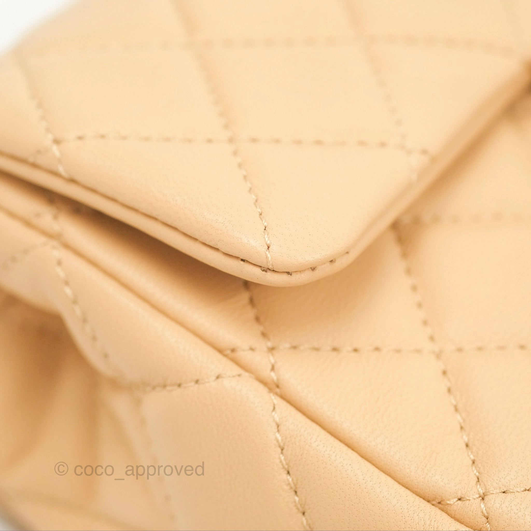 Chanel Pearl Crush Mini Rectangular Beige Lambskin Aged Gold Hardware