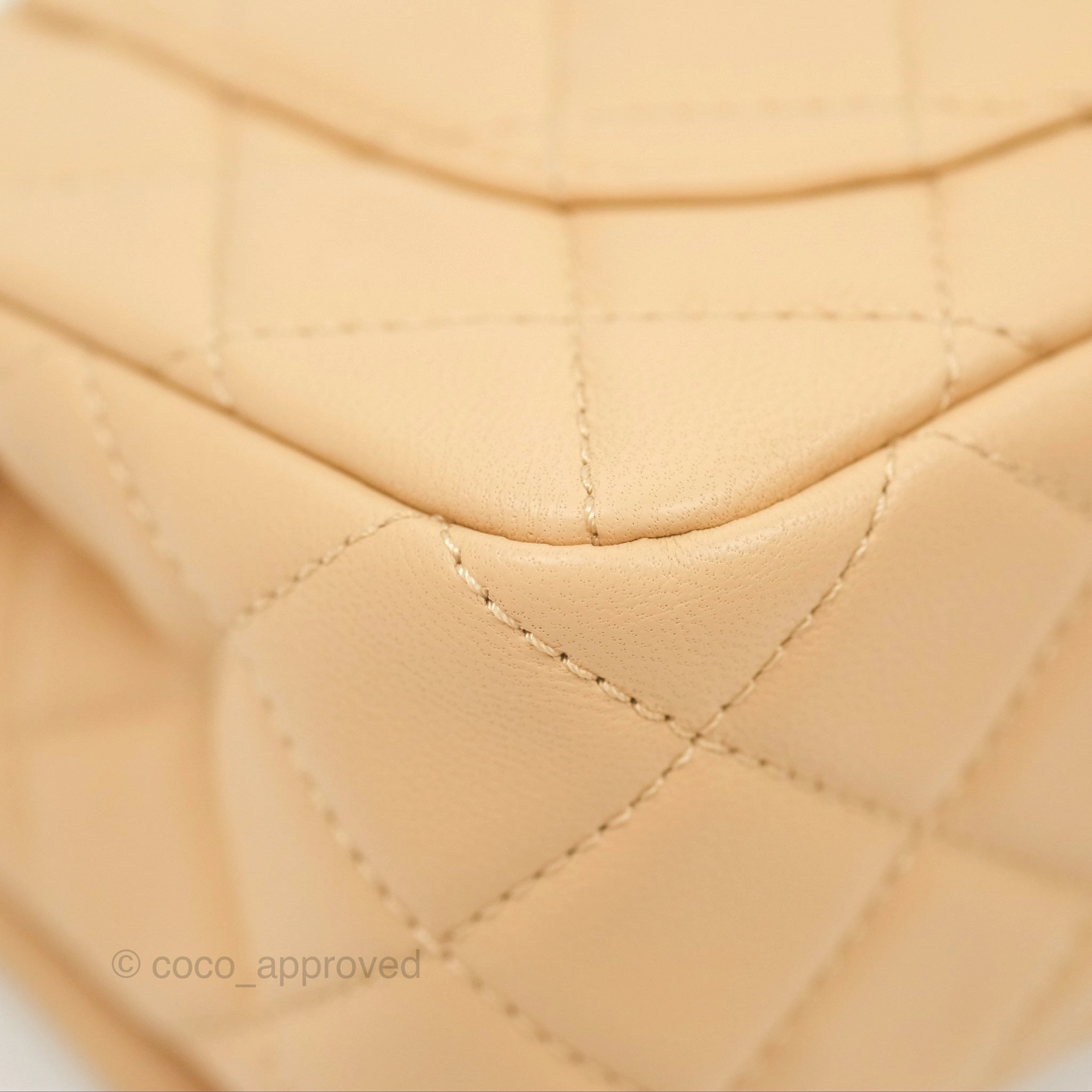 Chanel Pearl Crush Mini Rectangular Beige Lambskin Aged Gold Hardware