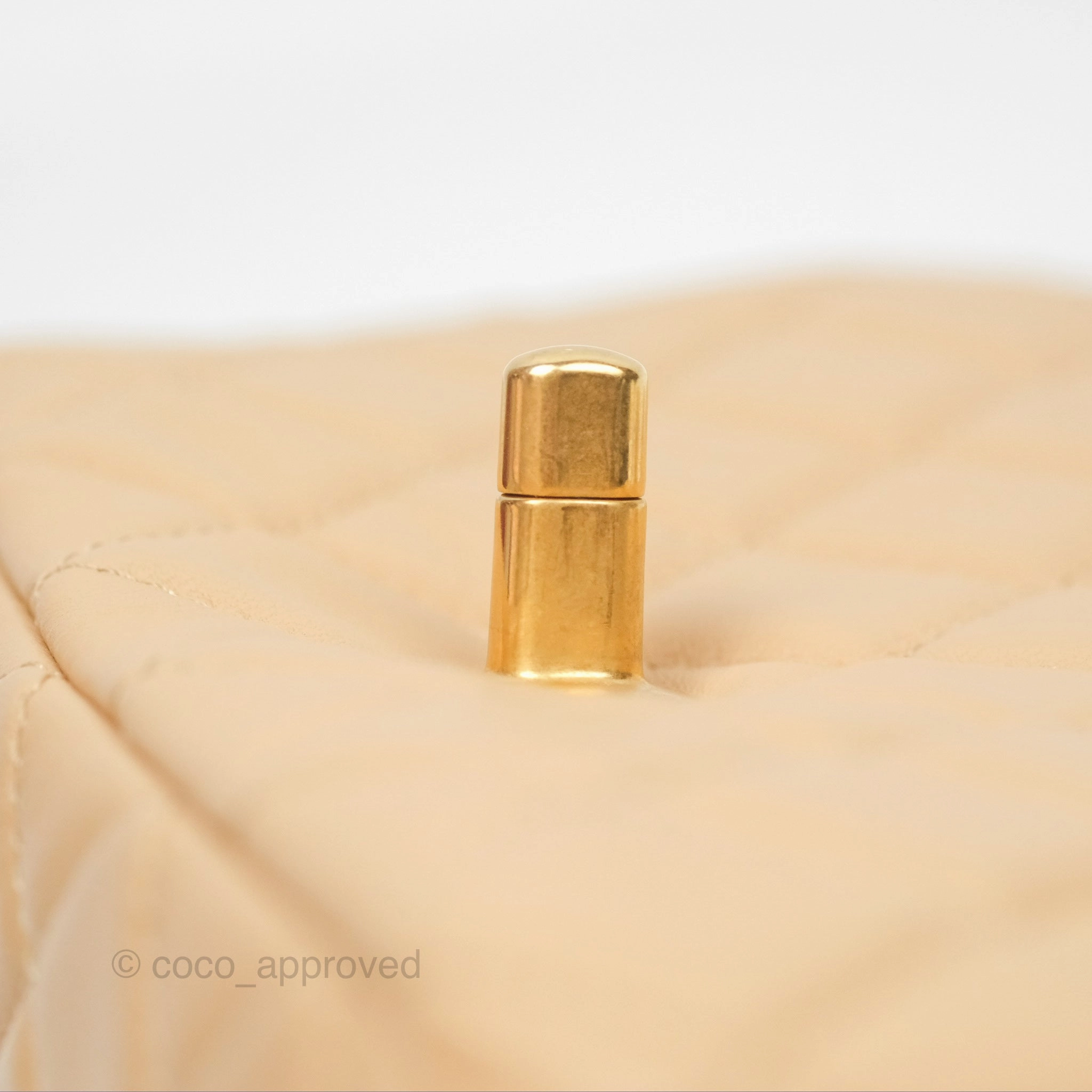 Chanel Pearl Crush Mini Rectangular Beige Lambskin Aged Gold Hardware