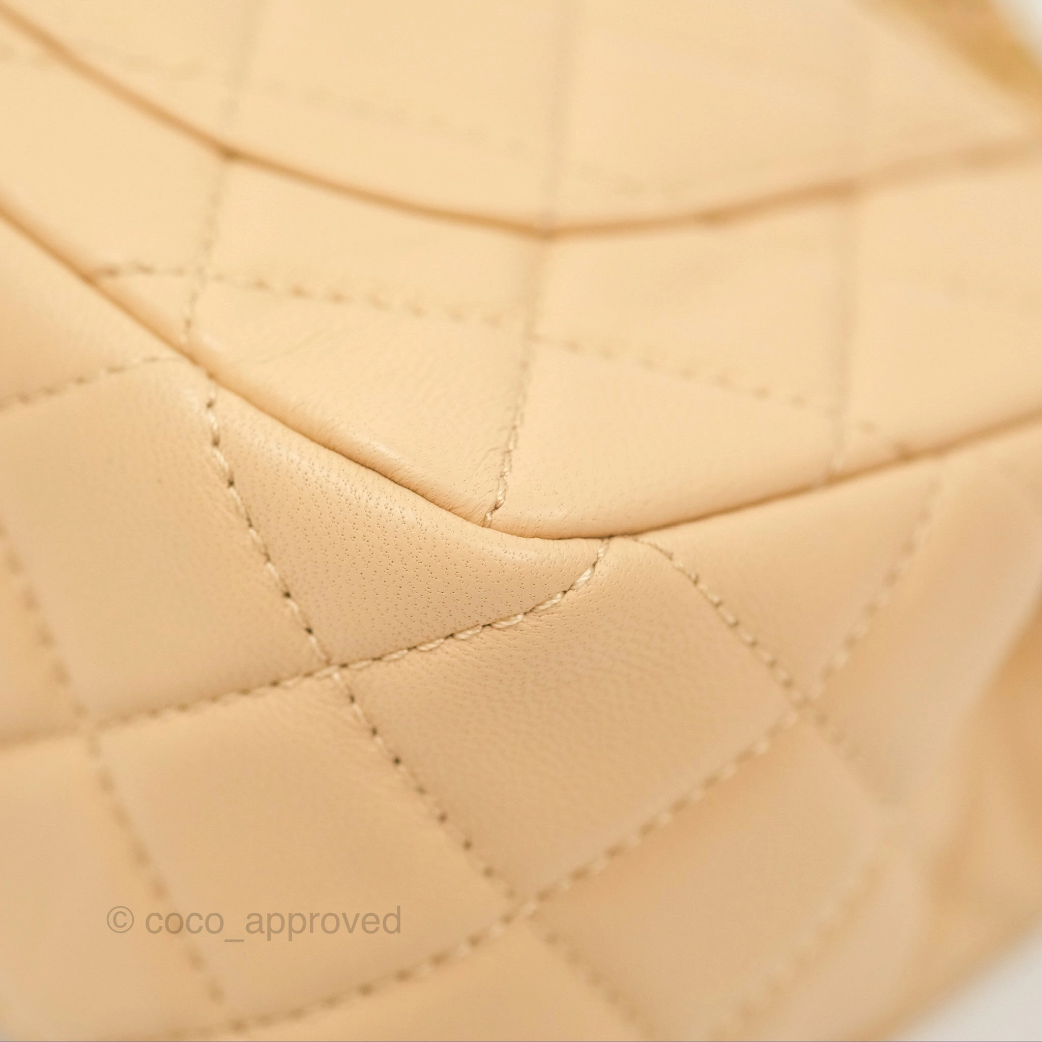 Chanel Pearl Crush Mini Rectangular Beige Lambskin Aged Gold Hardware