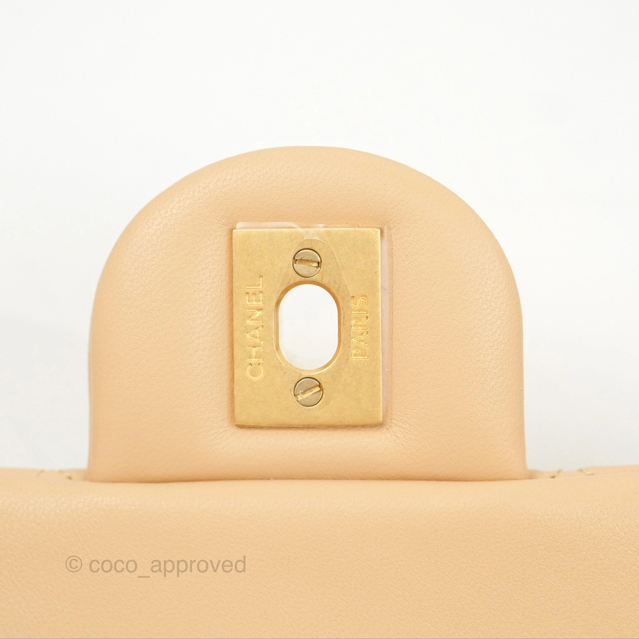 Chanel Pearl Crush Mini Rectangular Beige Lambskin Aged Gold Hardware