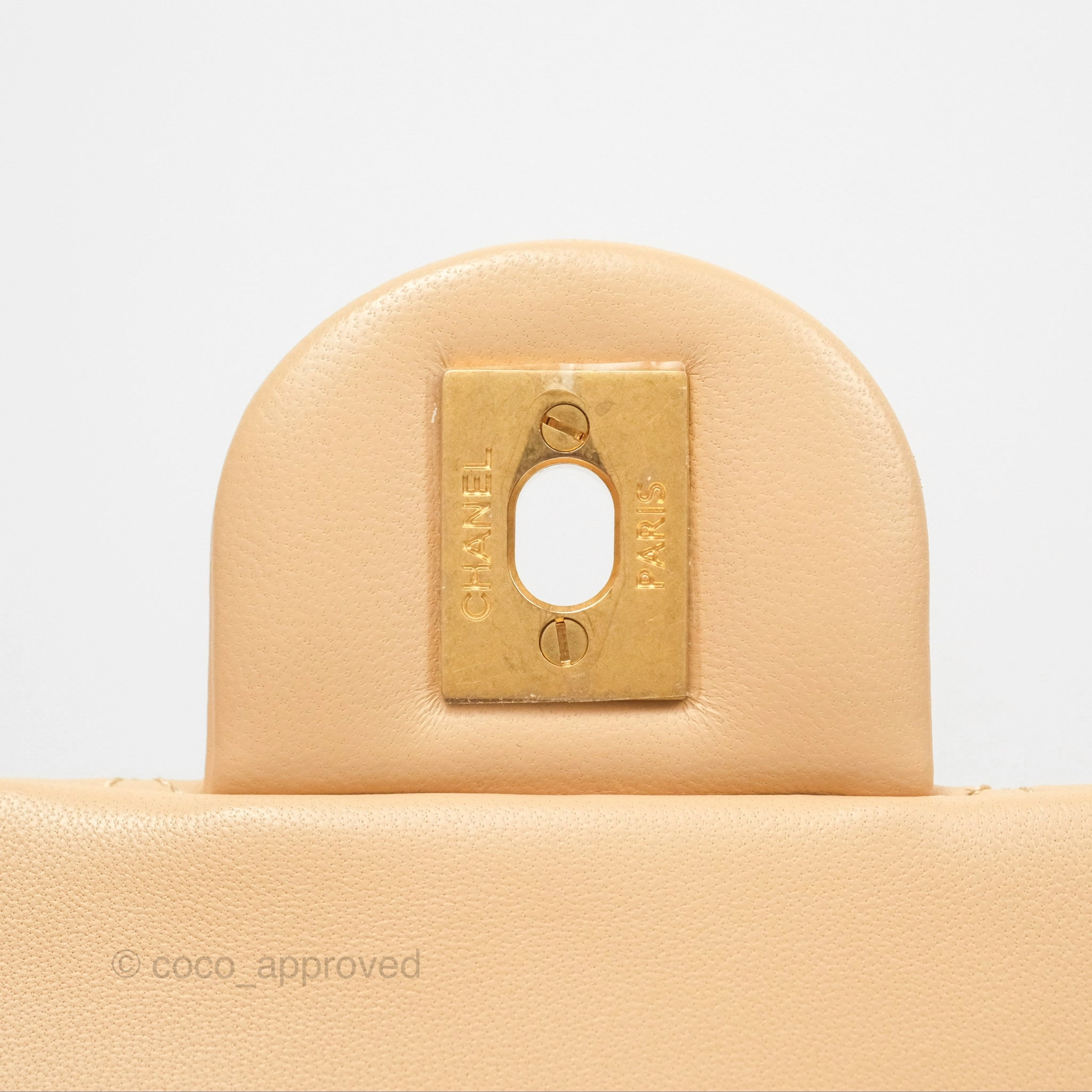Chanel Pearl Crush Mini Rectangular Beige Lambskin Aged Gold Hardware