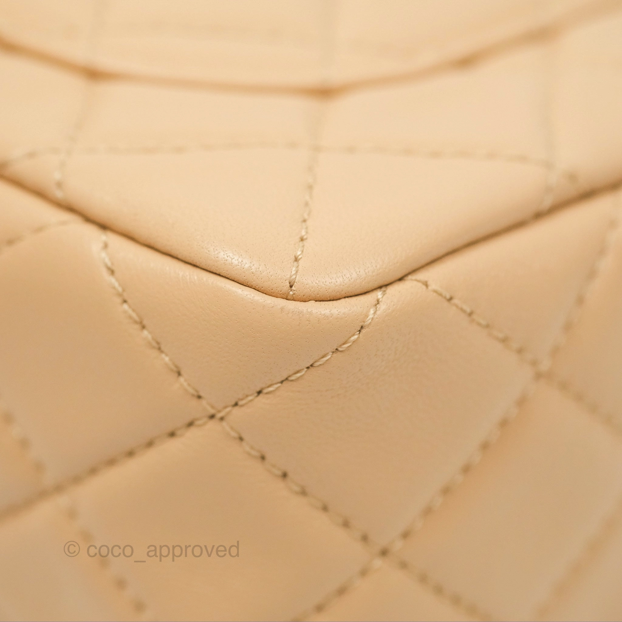 Chanel Pearl Crush Mini Rectangular Beige Lambskin Aged Gold Hardware