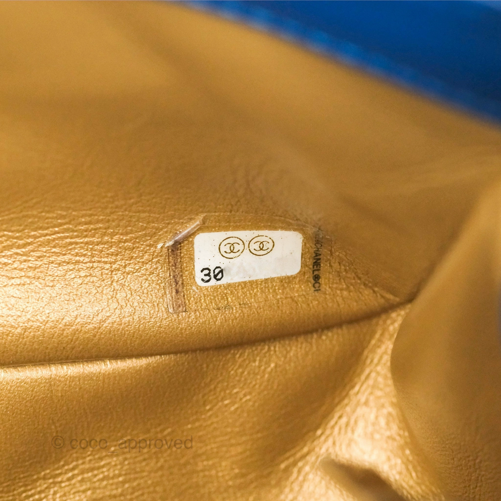 Chanel Pearl Crush Mini Rectangular Blue Lambskin Aged Gold Hardware