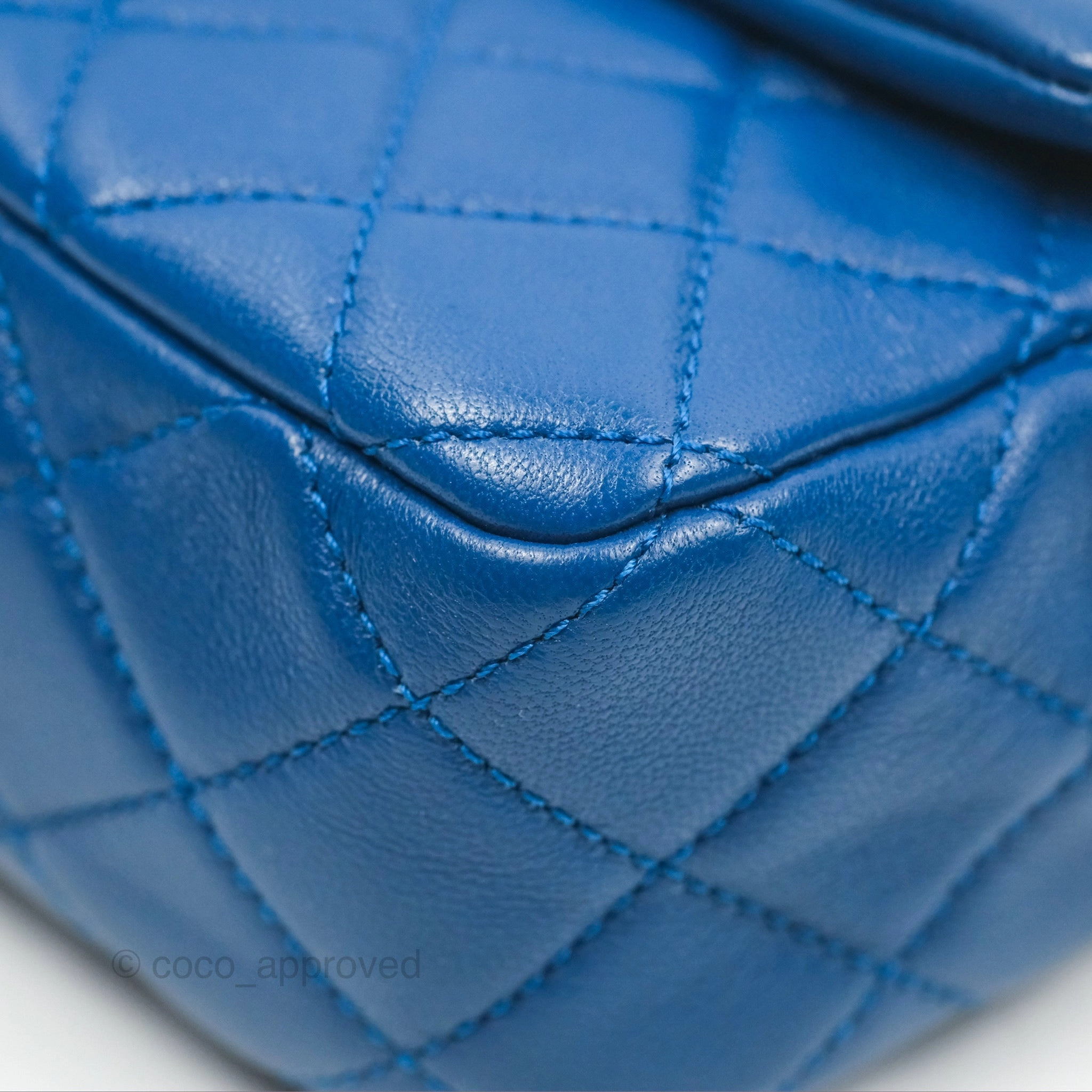 Chanel Pearl Crush Mini Rectangular Blue Lambskin Aged Gold Hardware