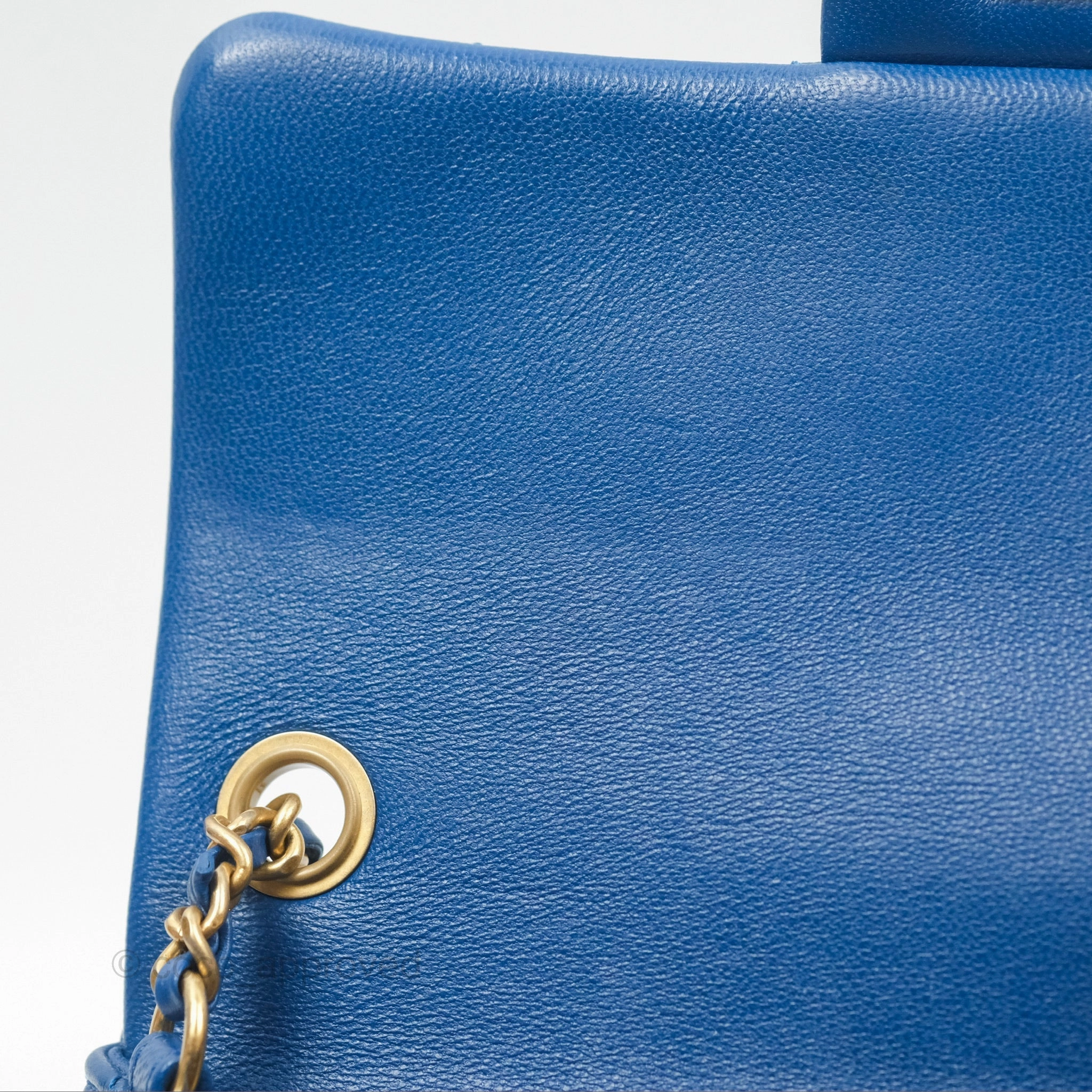 Chanel Pearl Crush Mini Rectangular Blue Lambskin Aged Gold Hardware