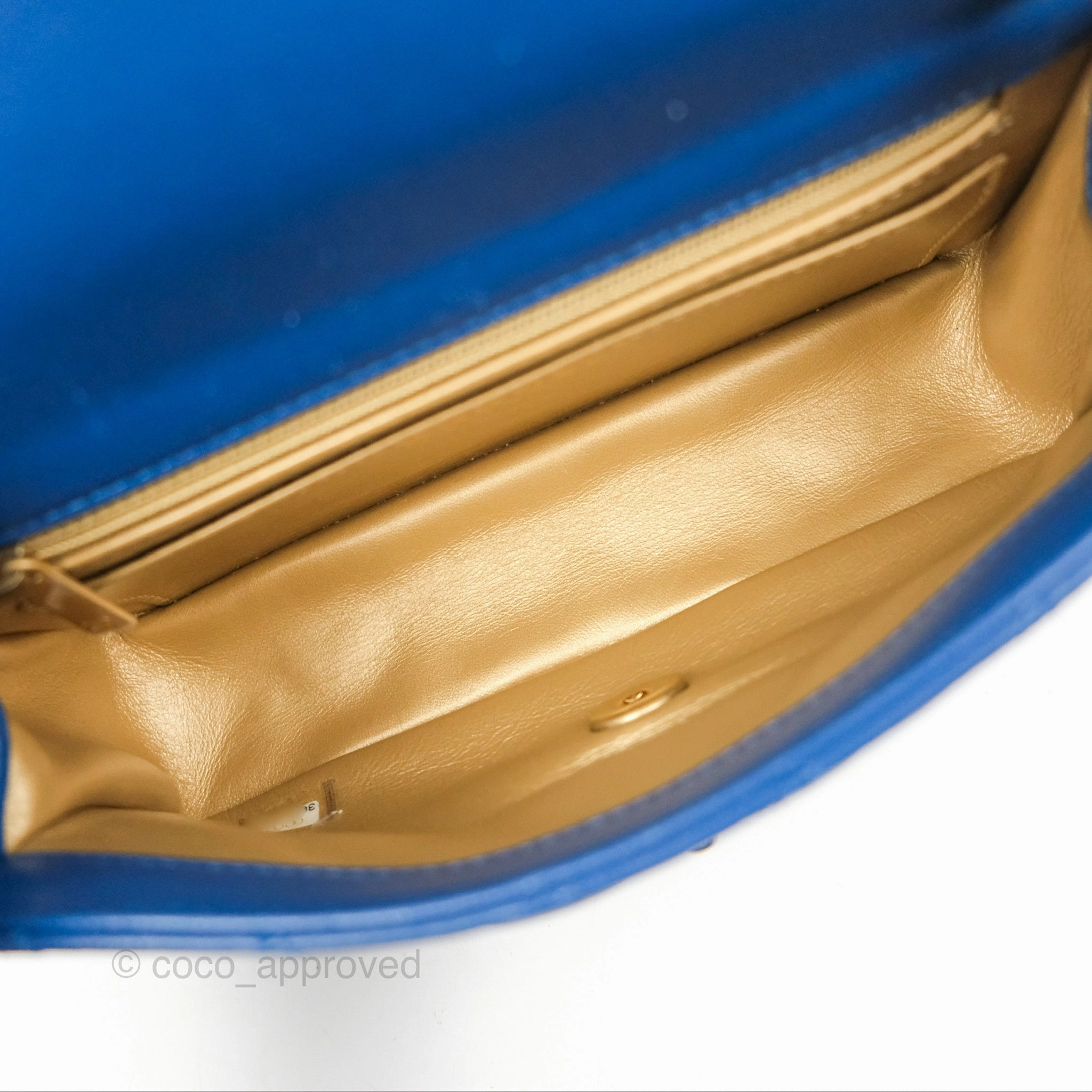 Chanel Pearl Crush Mini Rectangular Blue Lambskin Aged Gold Hardware