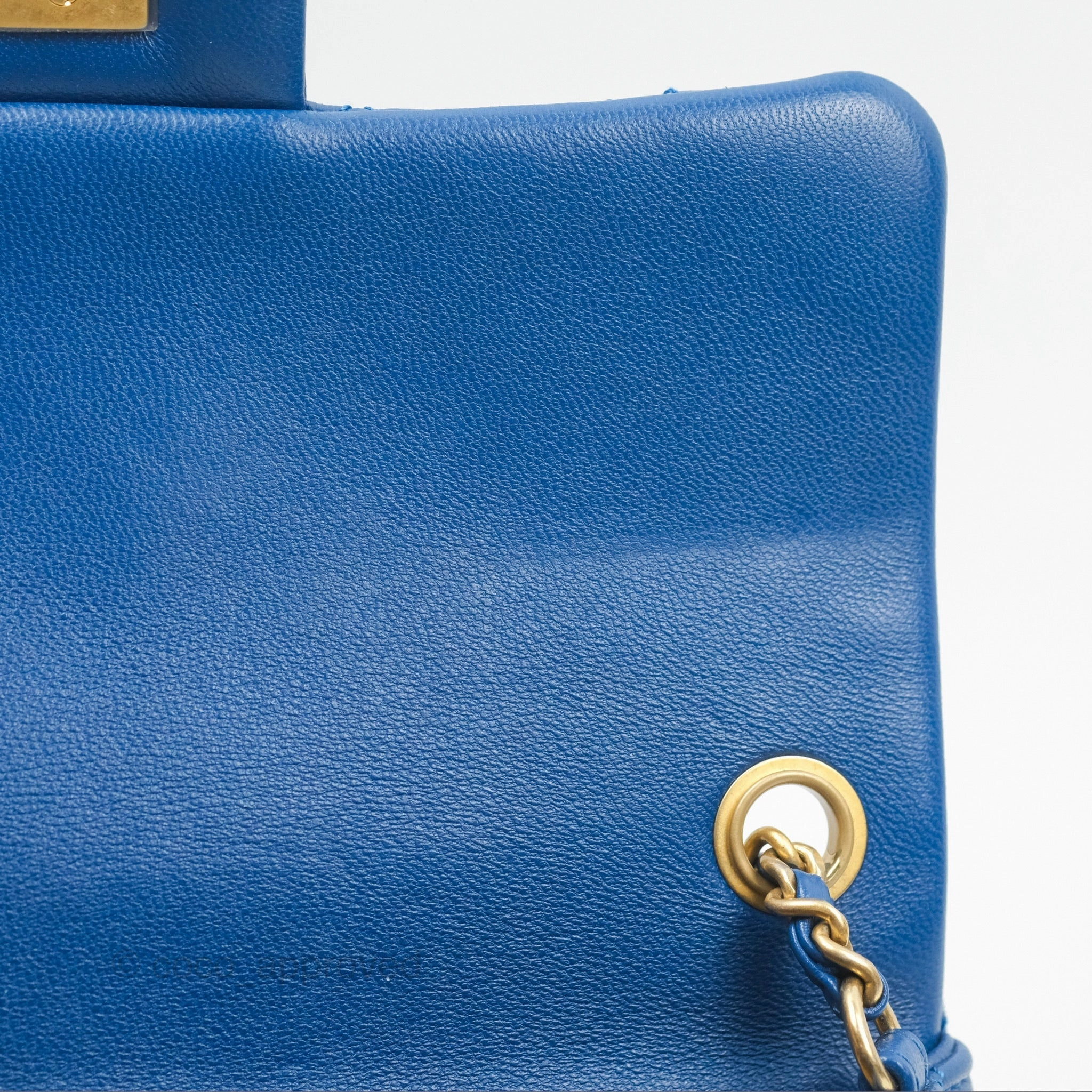 Chanel Pearl Crush Mini Rectangular Blue Lambskin Aged Gold Hardware