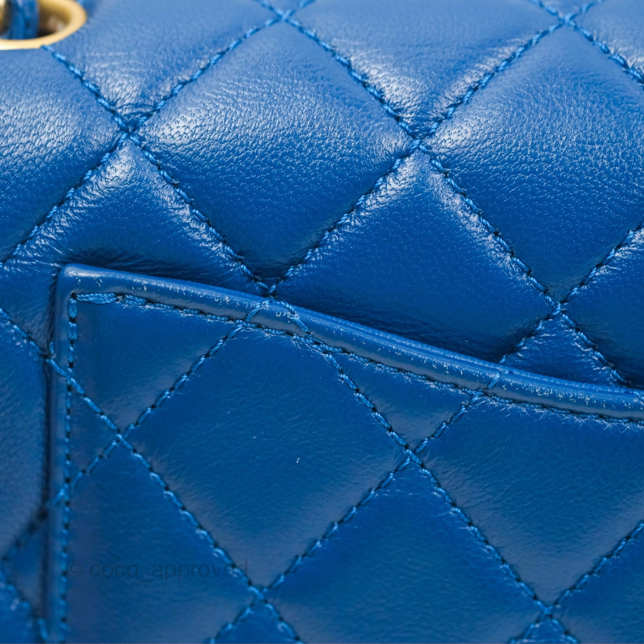 Chanel Pearl Crush Mini Rectangular Blue Lambskin Aged Gold Hardware