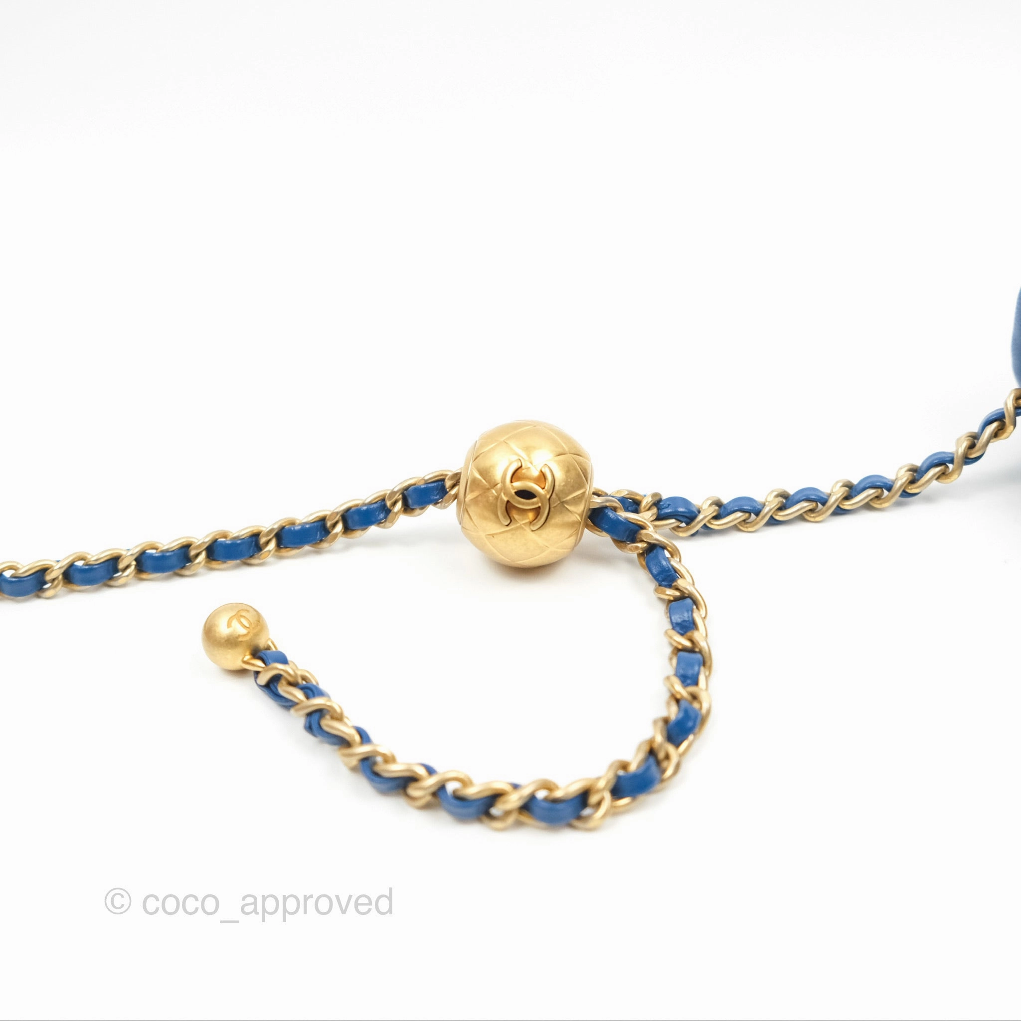Chanel Pearl Crush Mini Rectangular Blue Lambskin Aged Gold Hardware