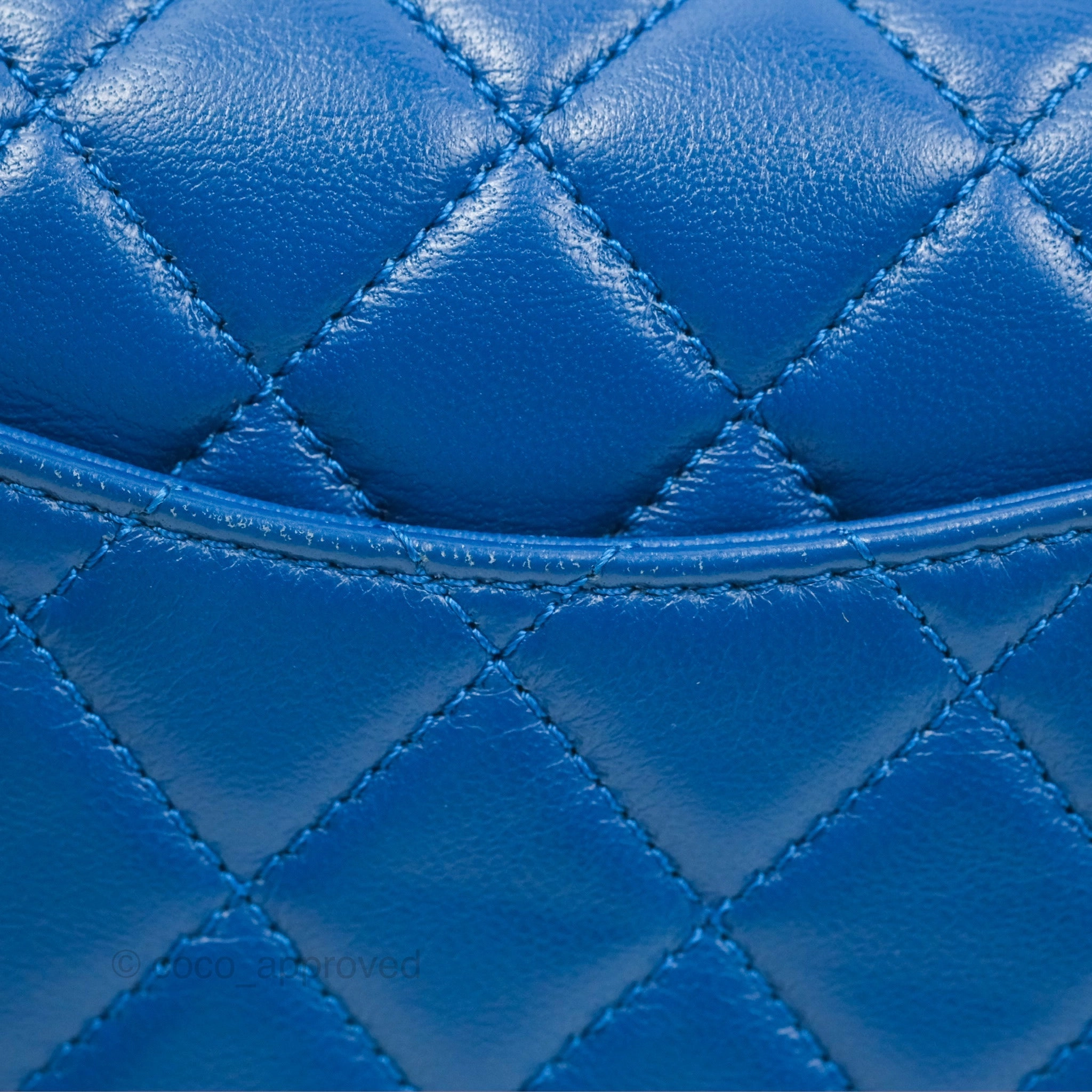 Chanel Pearl Crush Mini Rectangular Blue Lambskin Aged Gold Hardware