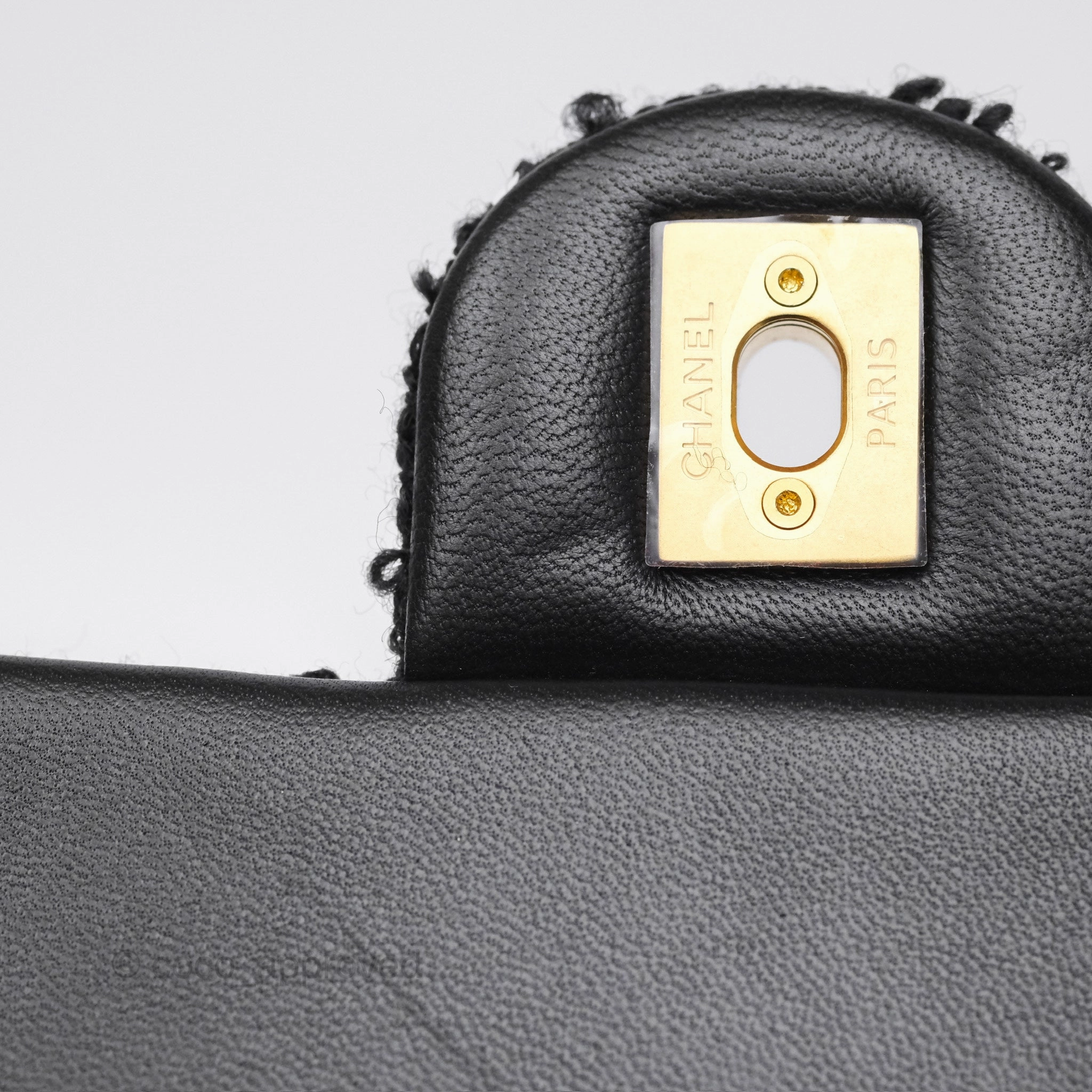 Chanel Pearl Crush Mini Rectangular Grid Black White Tweed Aged Gold Hardware