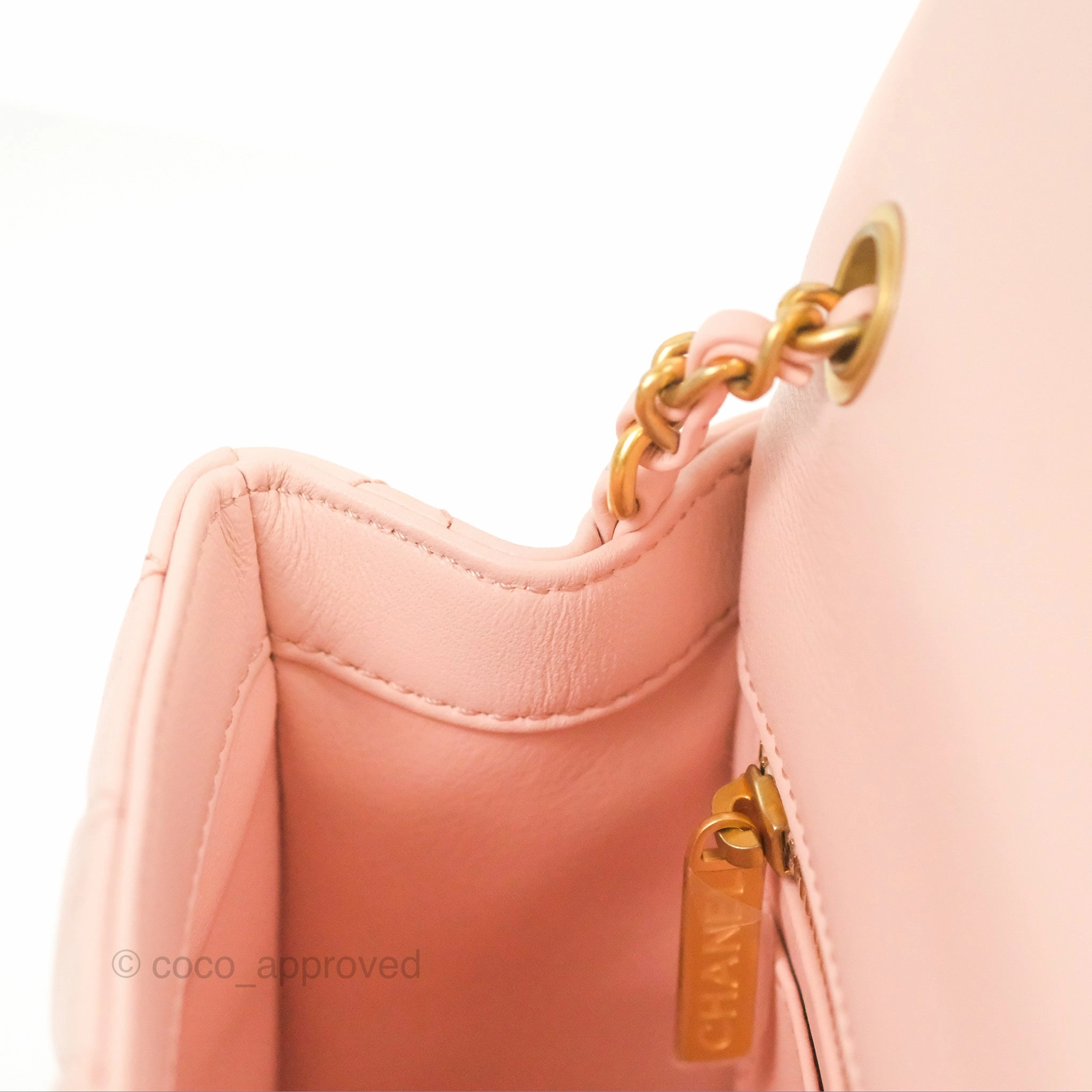 Chanel Pearl Crush Mini Rectangular Light Pink Lambskin Aged Gold Hardware
