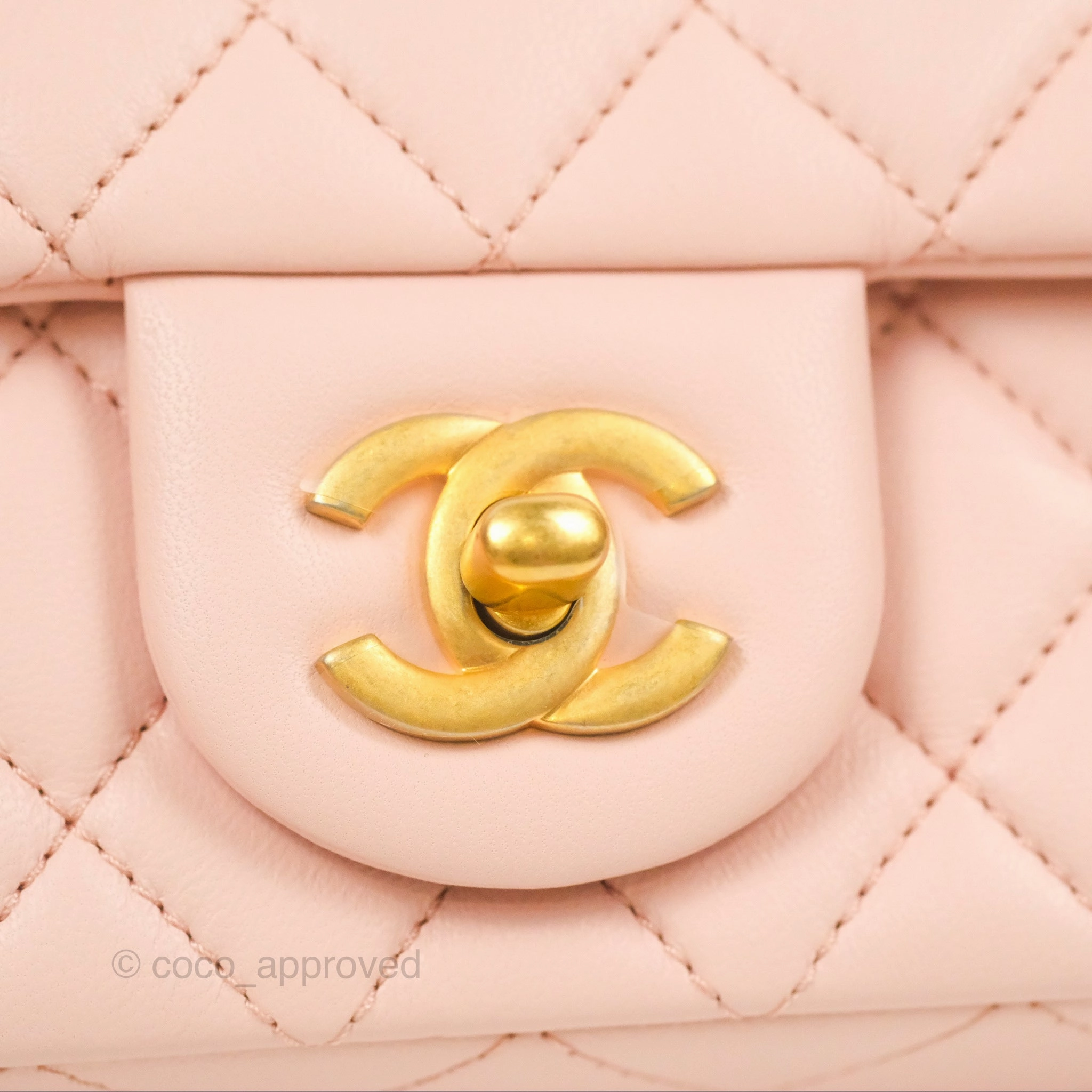 Chanel Pearl Crush Mini Rectangular Light Pink Lambskin Aged Gold Hardware