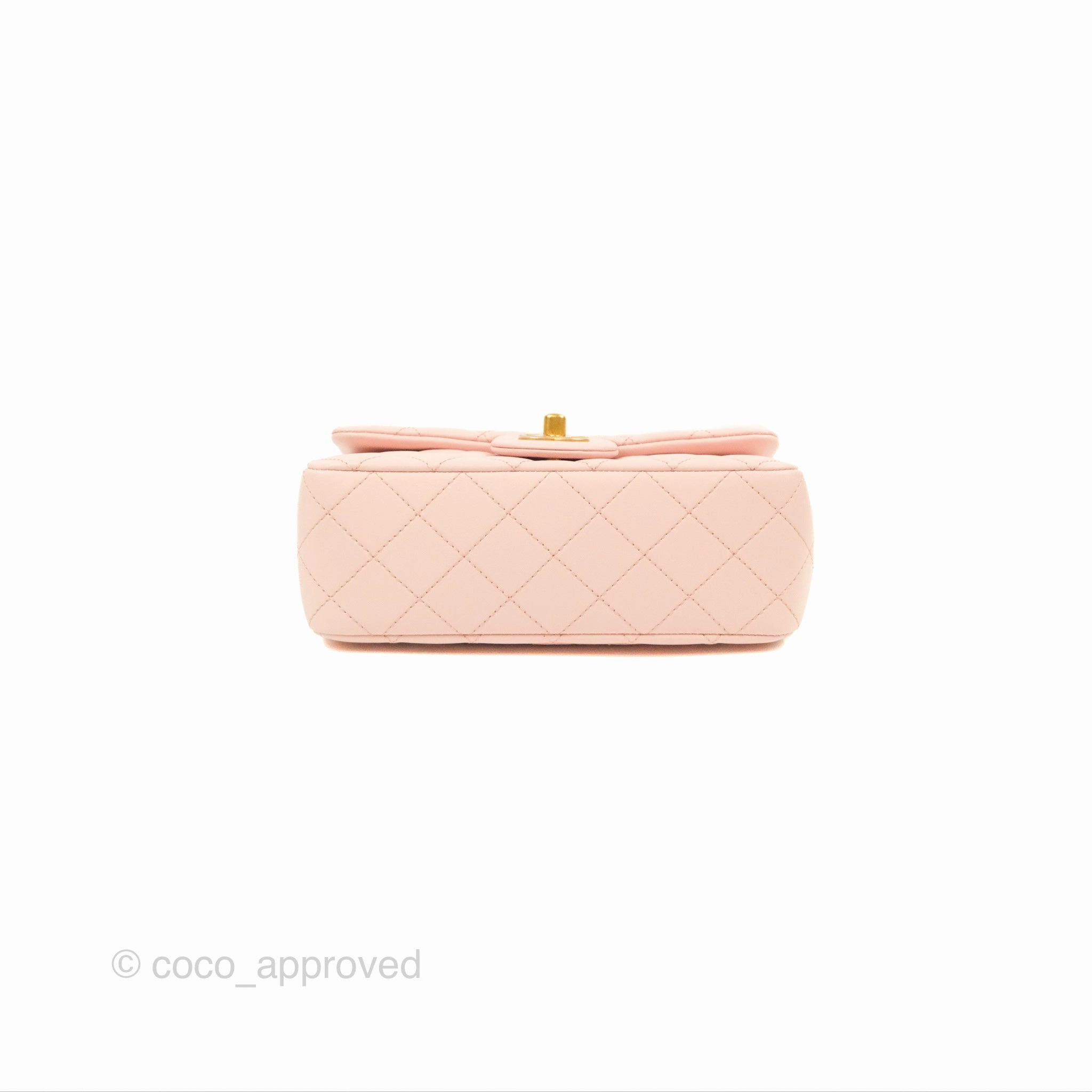 Chanel Pearl Crush Mini Rectangular Light Pink Lambskin Aged Gold Hardware