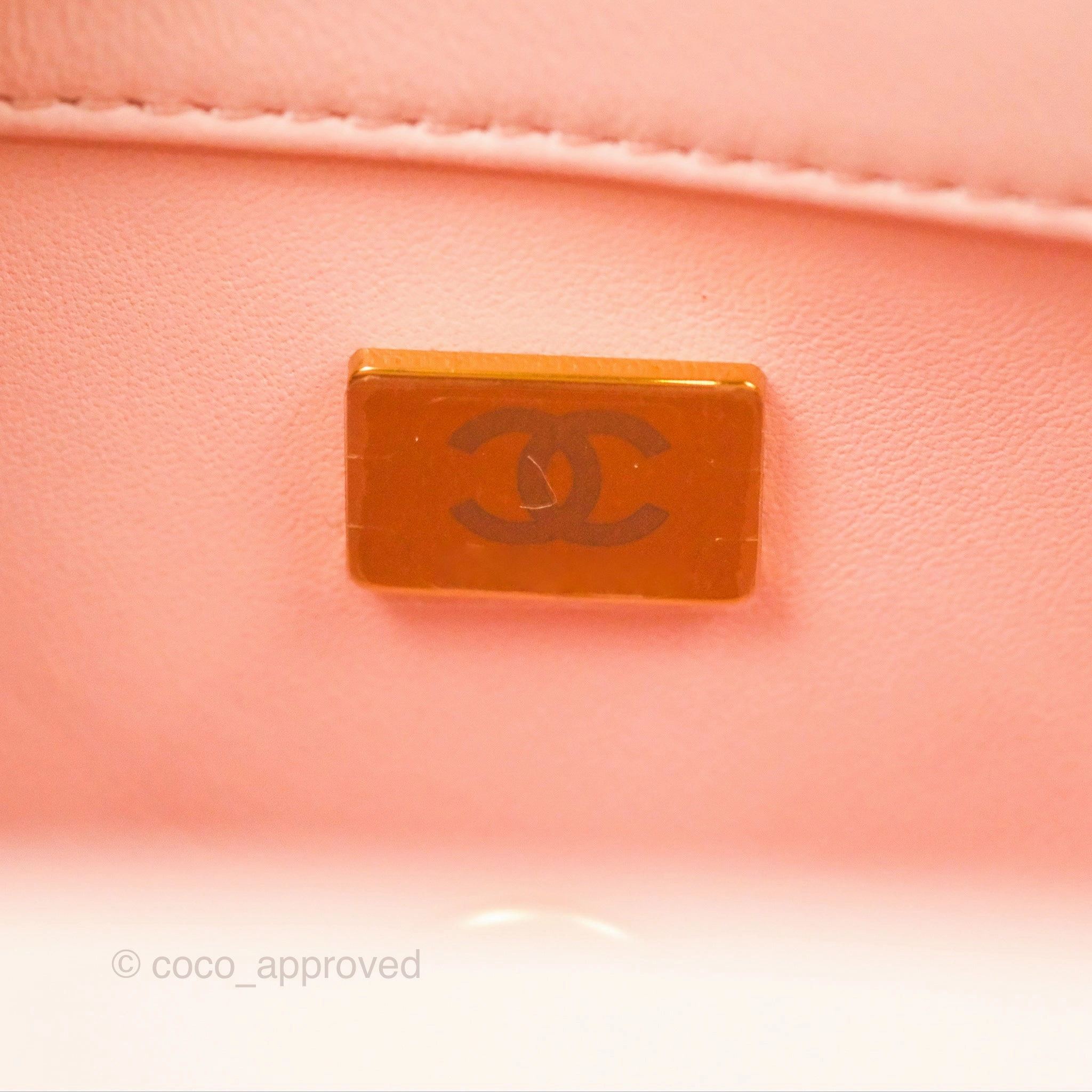 Chanel Pearl Crush Mini Rectangular Light Pink Lambskin Aged Gold Hardware