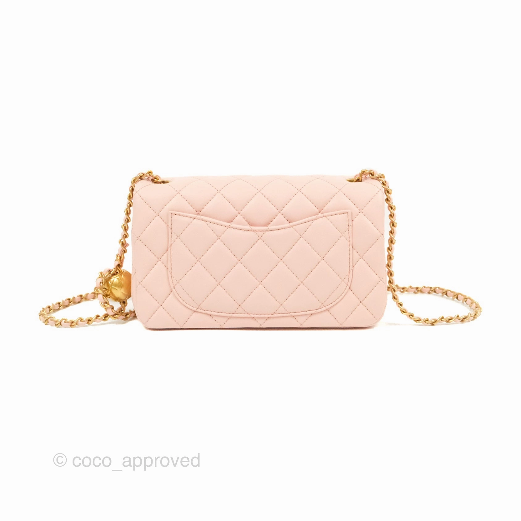 Chanel Pearl Crush Mini Rectangular Light Pink Lambskin Aged Gold Hardware