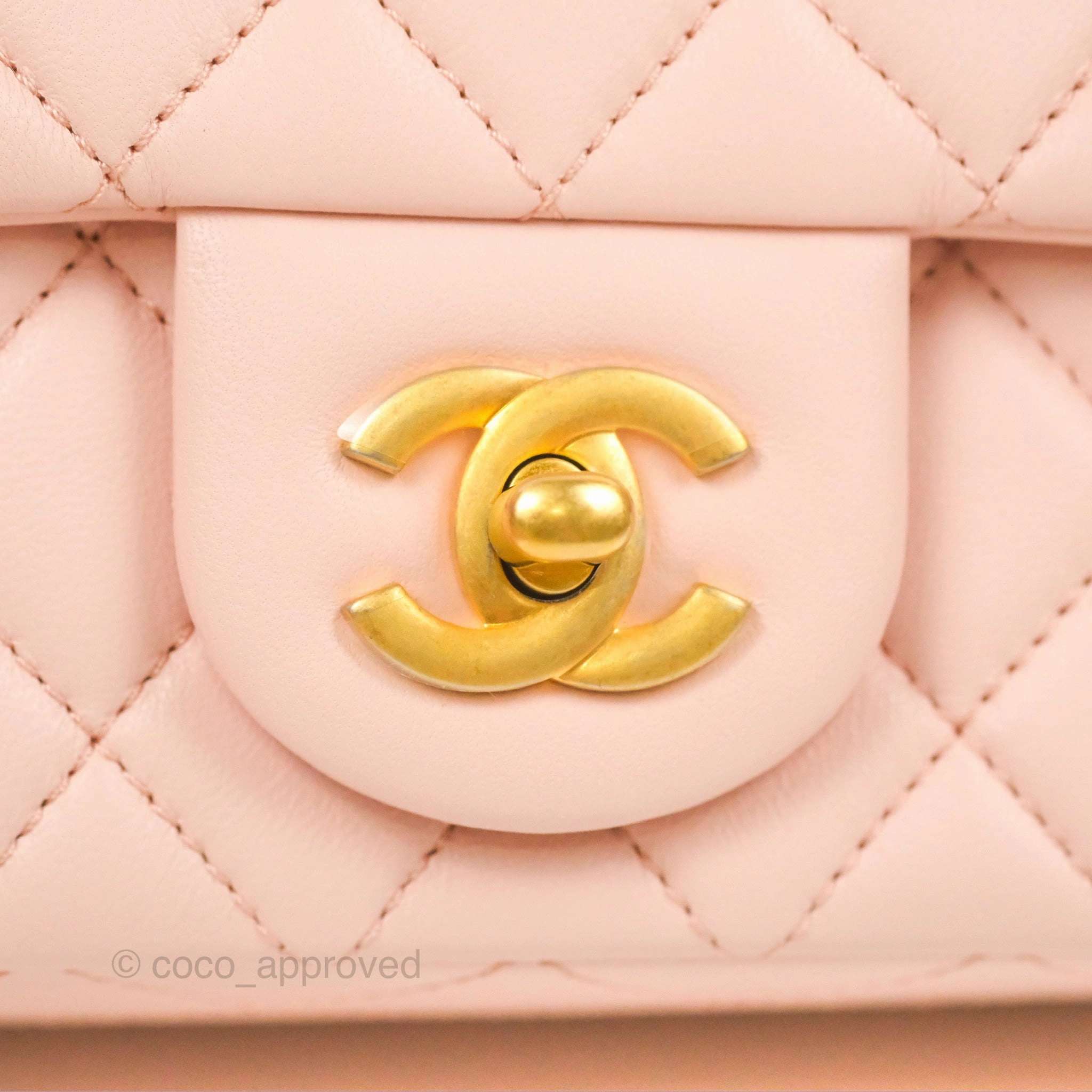 Chanel Pearl Crush Mini Rectangular Light Pink Lambskin Aged Gold Hardware