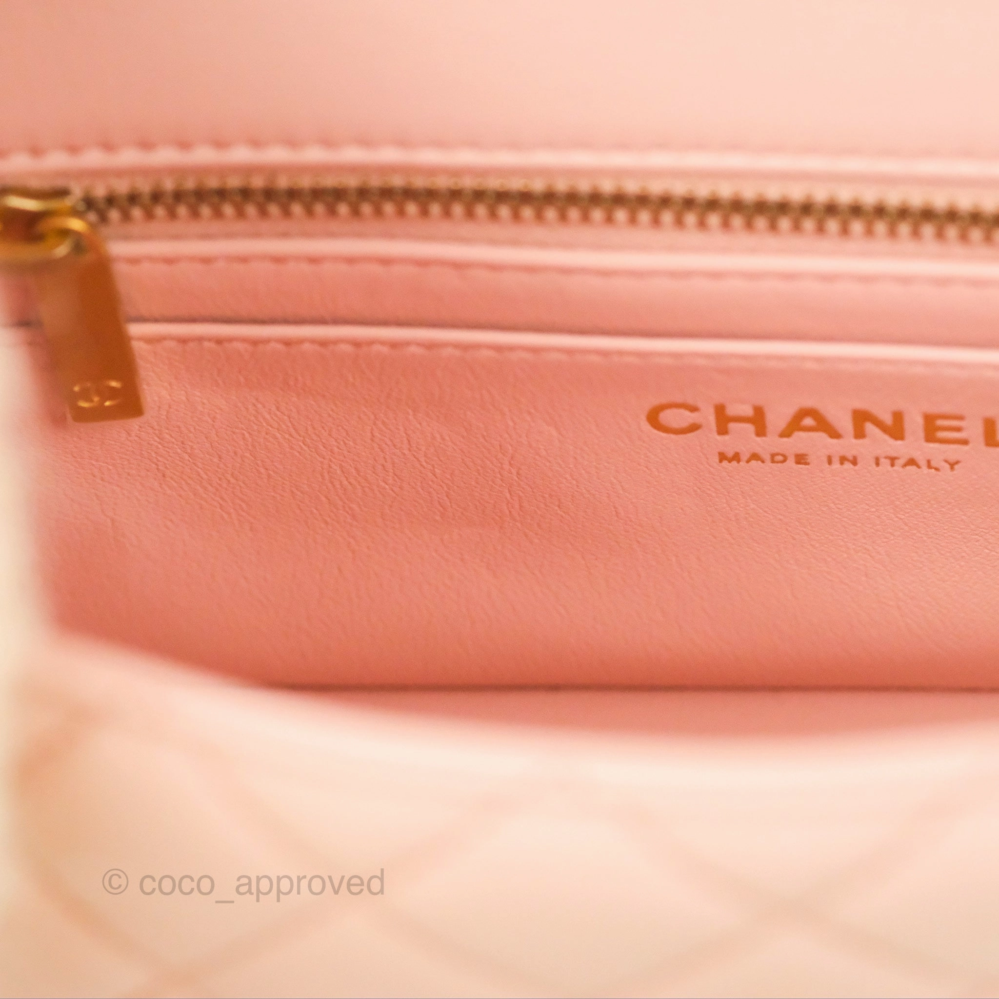 Chanel Pearl Crush Mini Rectangular Light Pink Lambskin Aged Gold Hardware