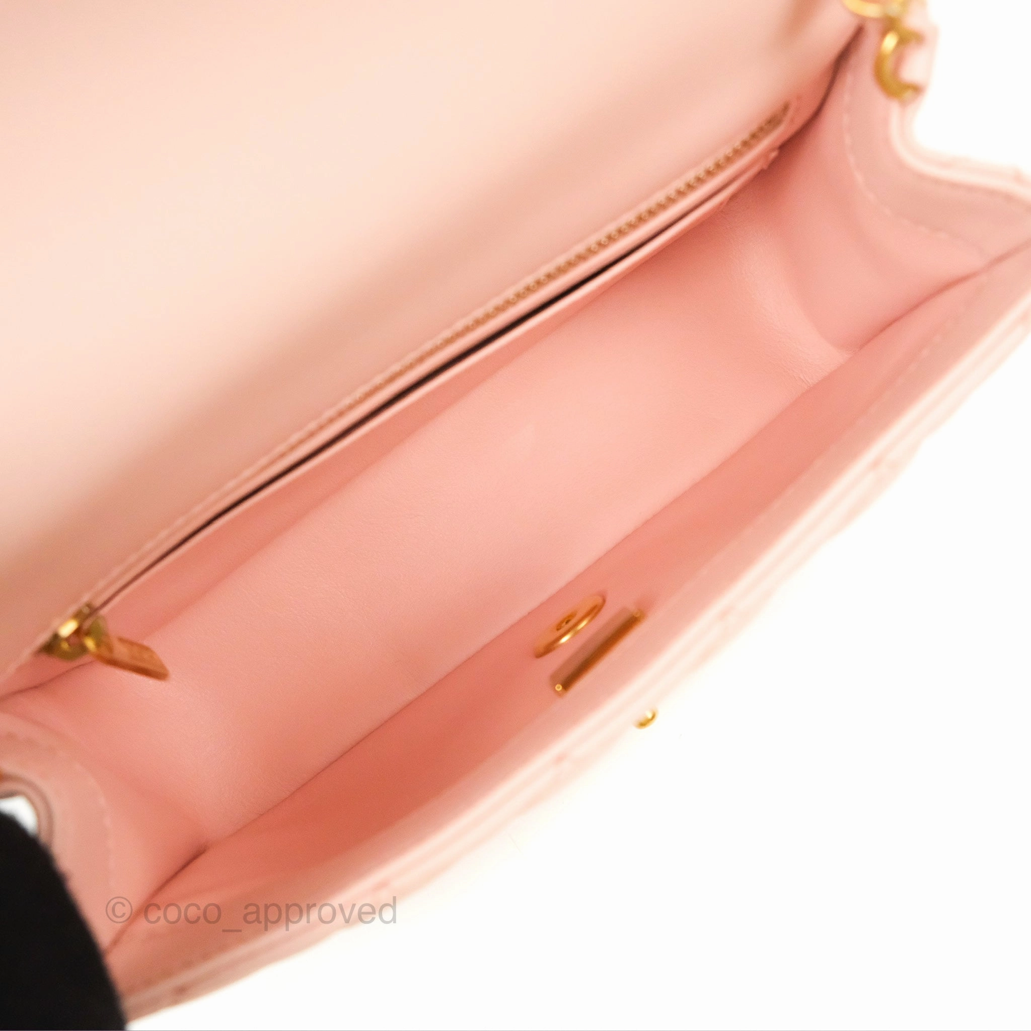 Chanel Pearl Crush Mini Rectangular Light Pink Lambskin Aged Gold Hardware