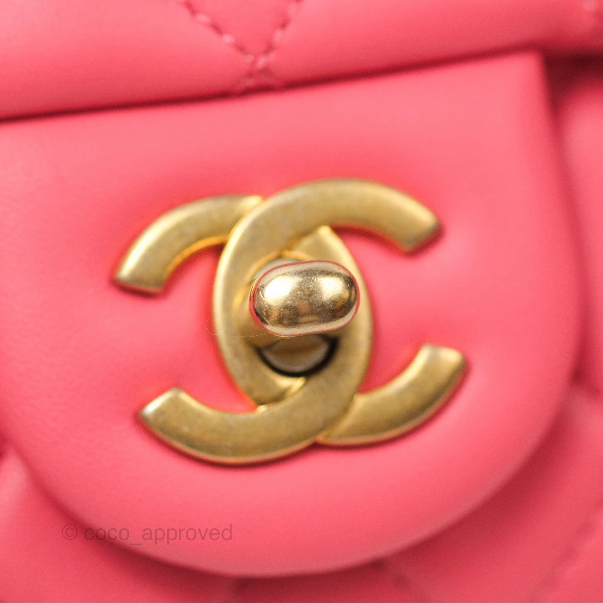Chanel Pearl Crush Mini Rectangular Pink Lambskin Aged Gold Hardware