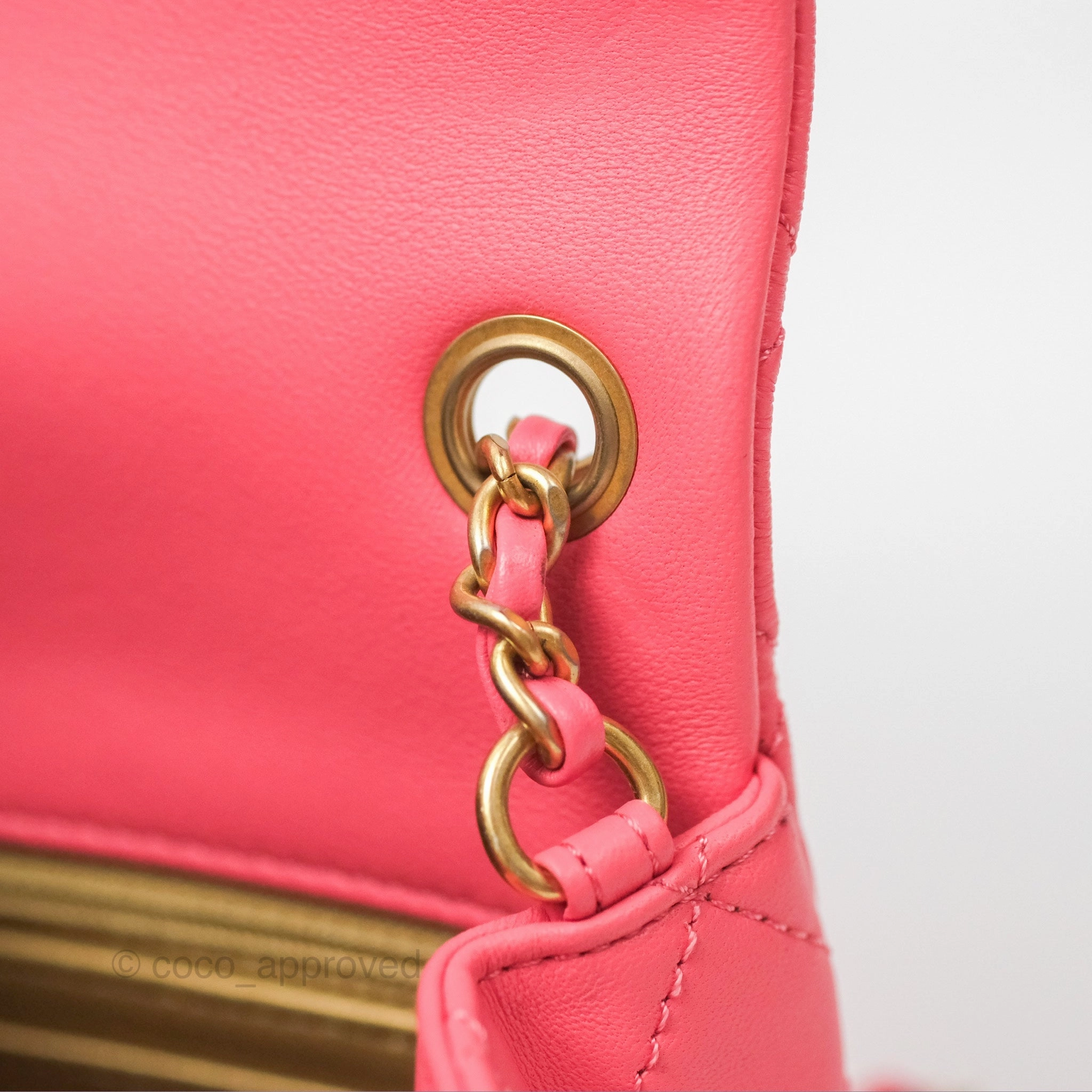 Chanel Pearl Crush Mini Rectangular Pink Lambskin Aged Gold Hardware