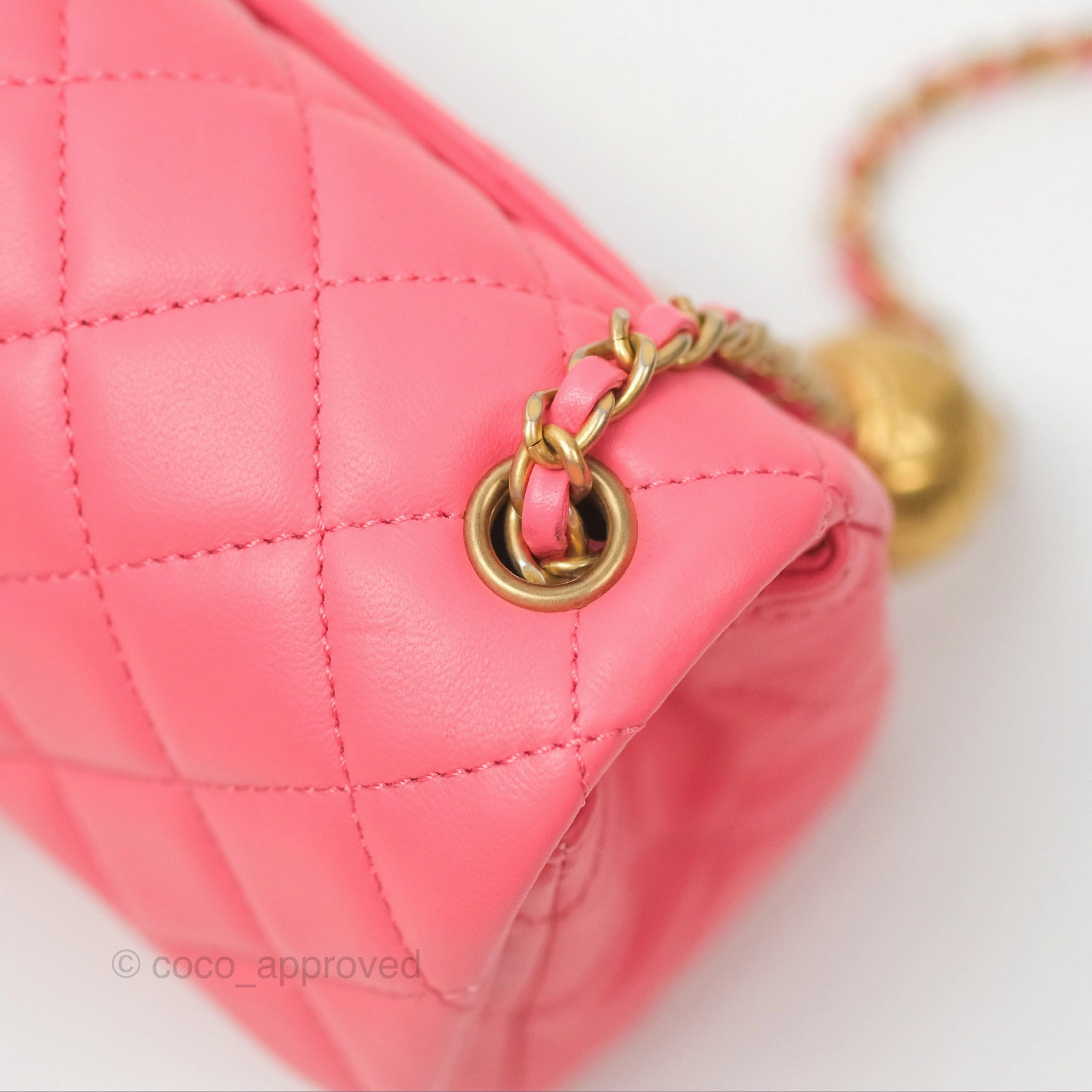Chanel Pearl Crush Mini Rectangular Pink Lambskin Aged Gold Hardware