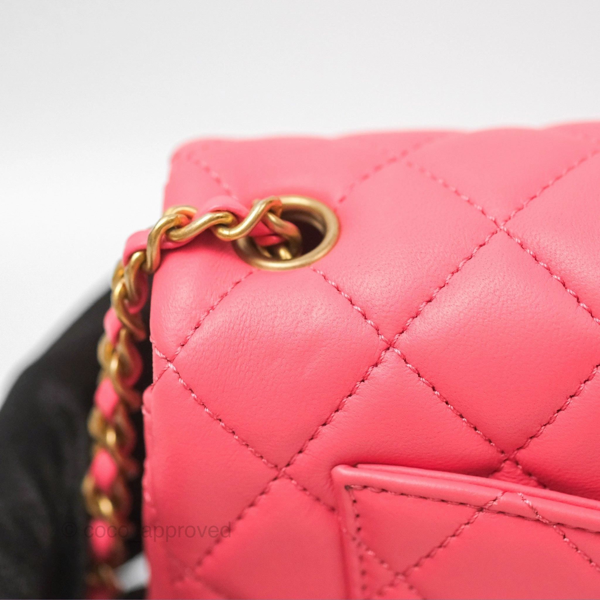 Chanel Pearl Crush Mini Rectangular Pink Lambskin Aged Gold Hardware