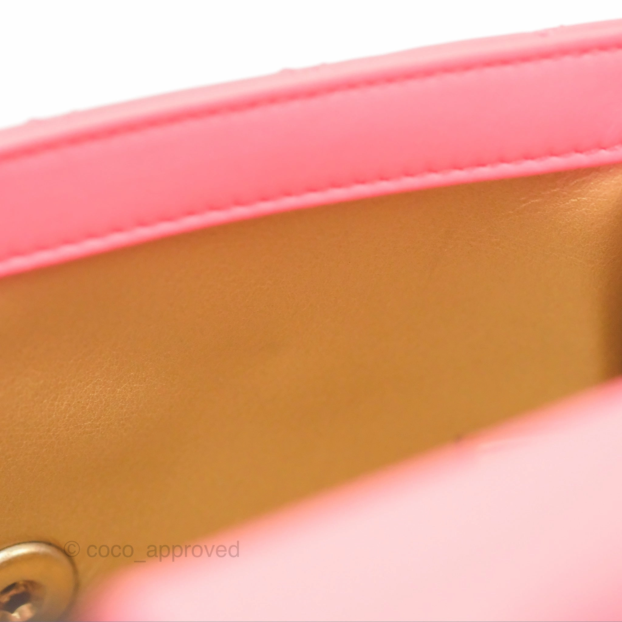 Chanel Pearl Crush Mini Rectangular Pink Lambskin Aged Gold Hardware