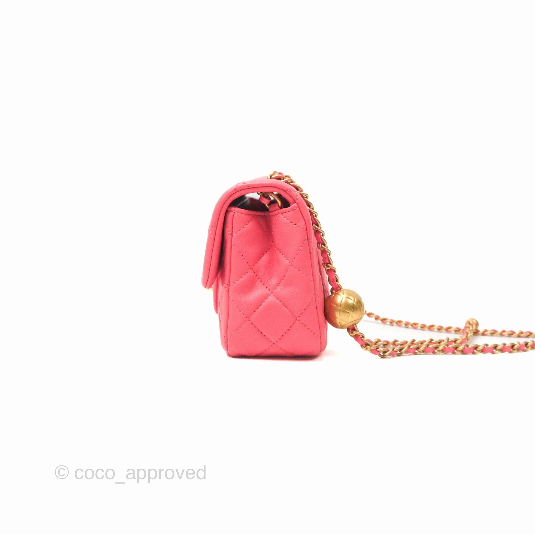 Chanel Pearl Crush Mini Rectangular Pink Lambskin Aged Gold Hardware