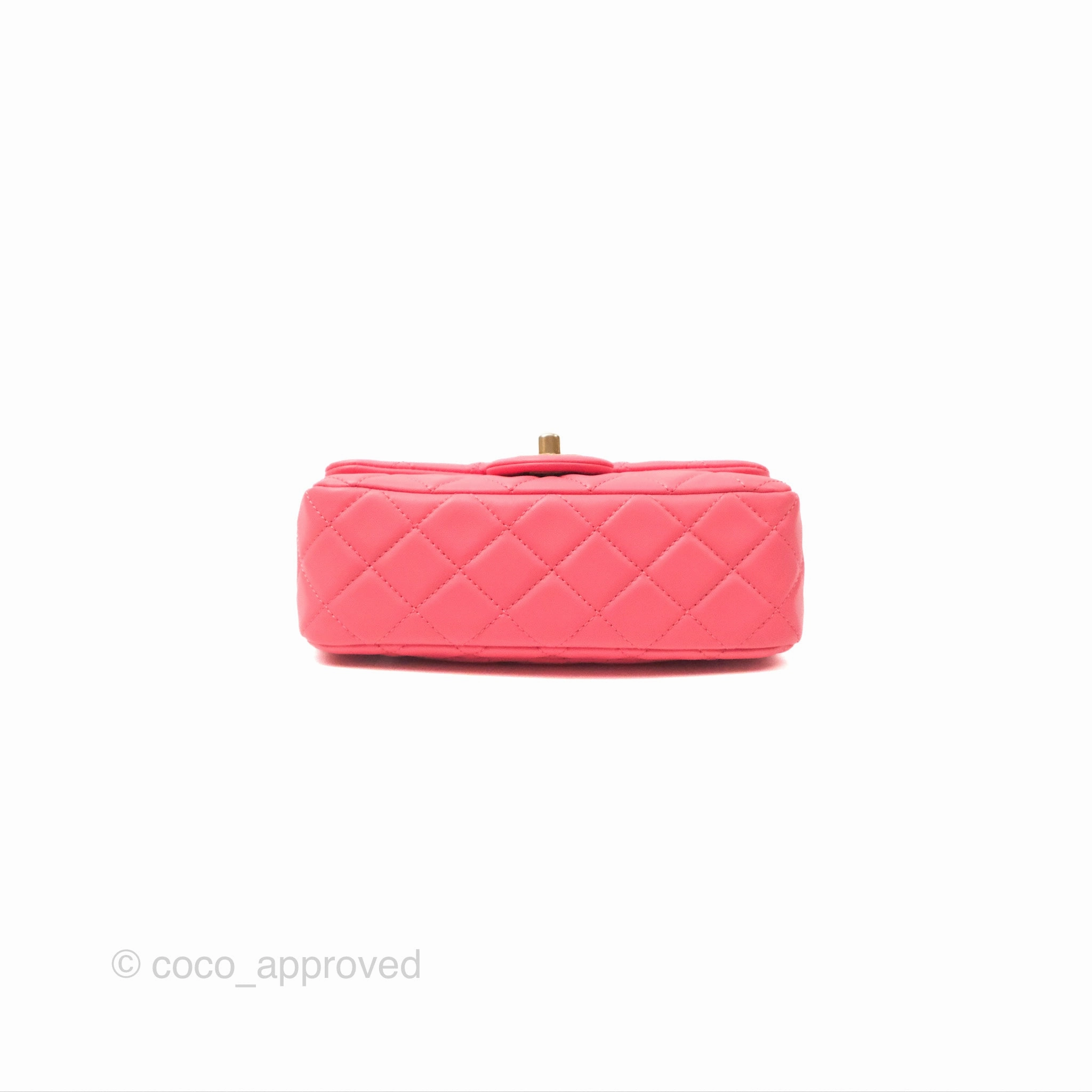 Chanel Pearl Crush Mini Rectangular Pink Lambskin Aged Gold Hardware