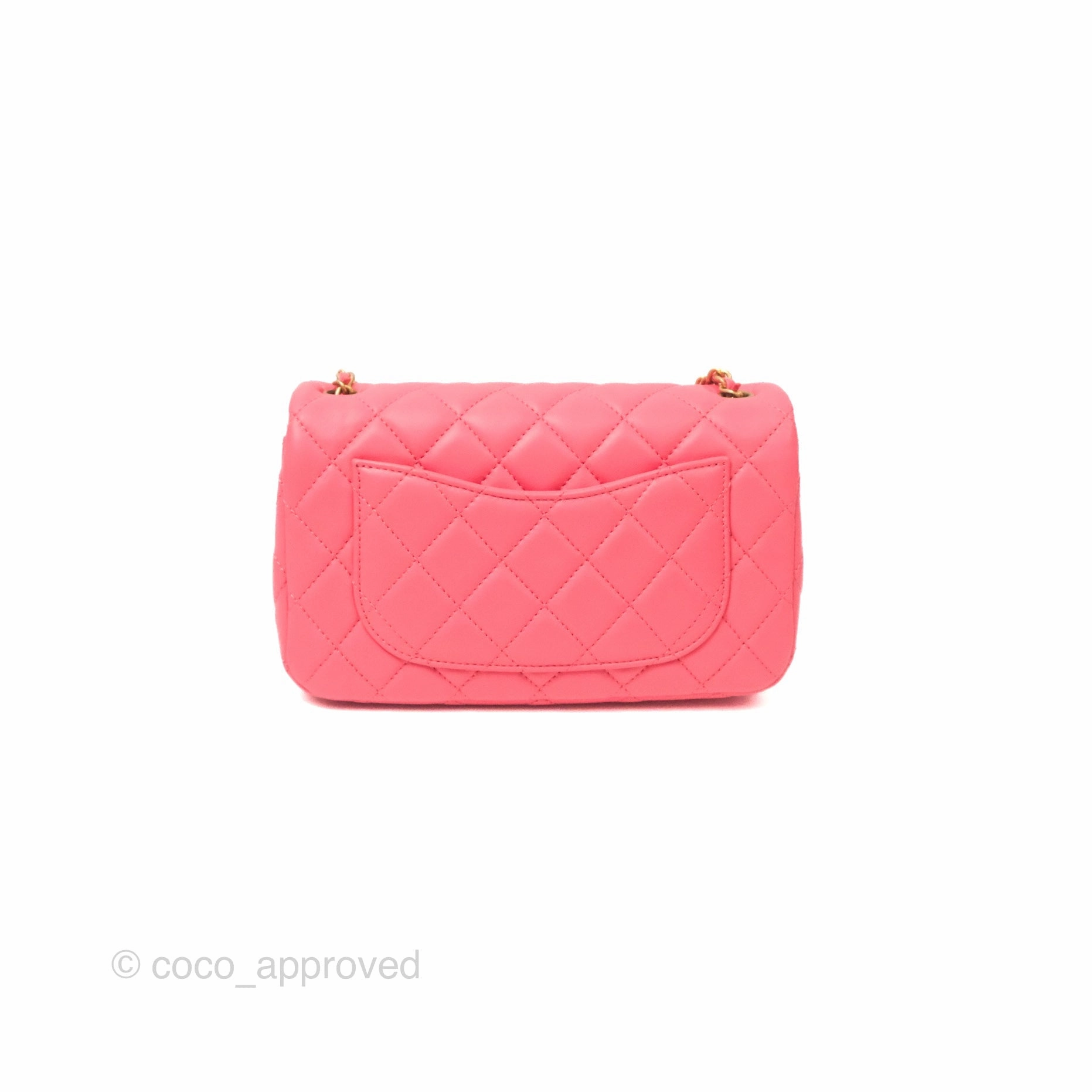 Chanel Pearl Crush Mini Rectangular Pink Lambskin Aged Gold Hardware