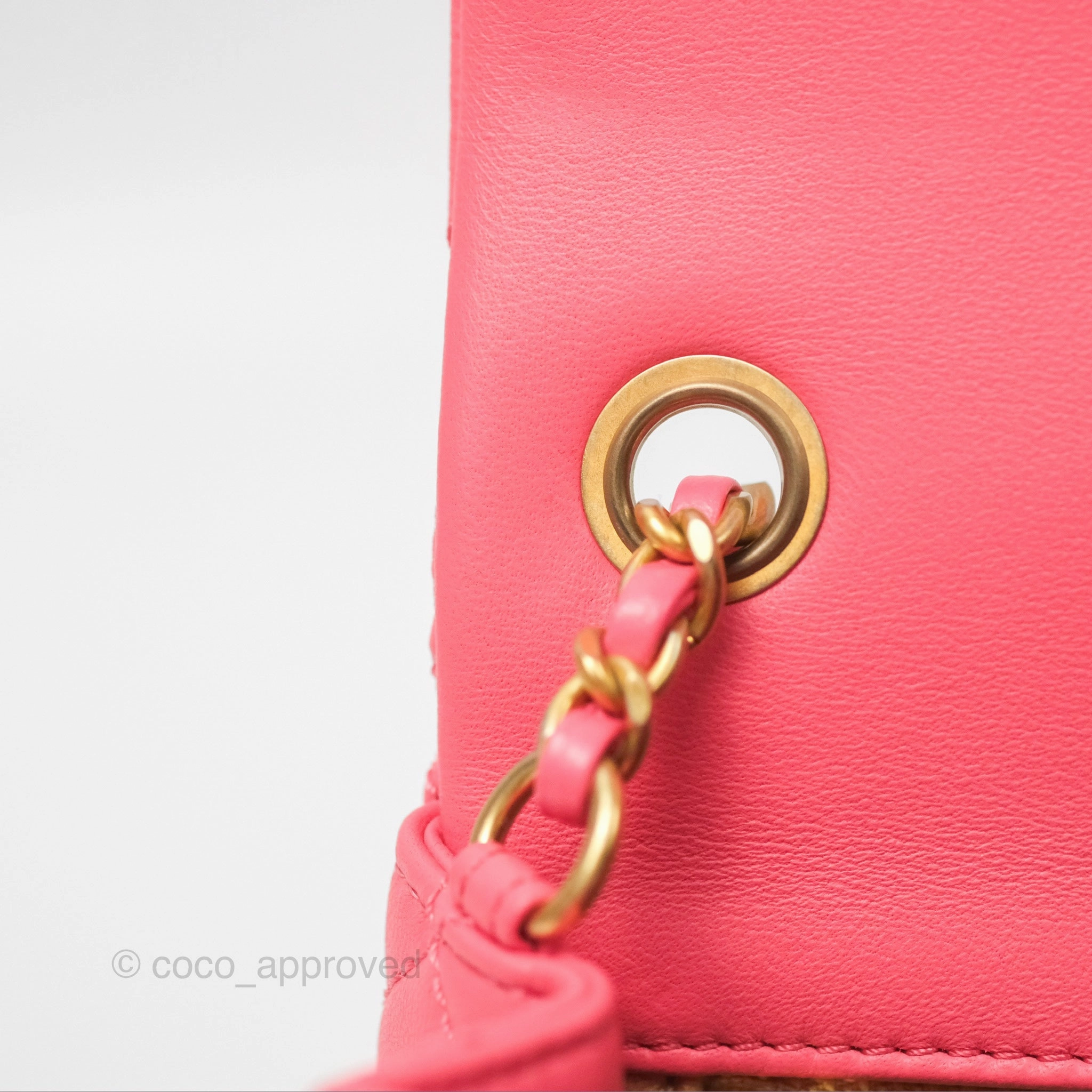 Chanel Pearl Crush Mini Rectangular Pink Lambskin Aged Gold Hardware