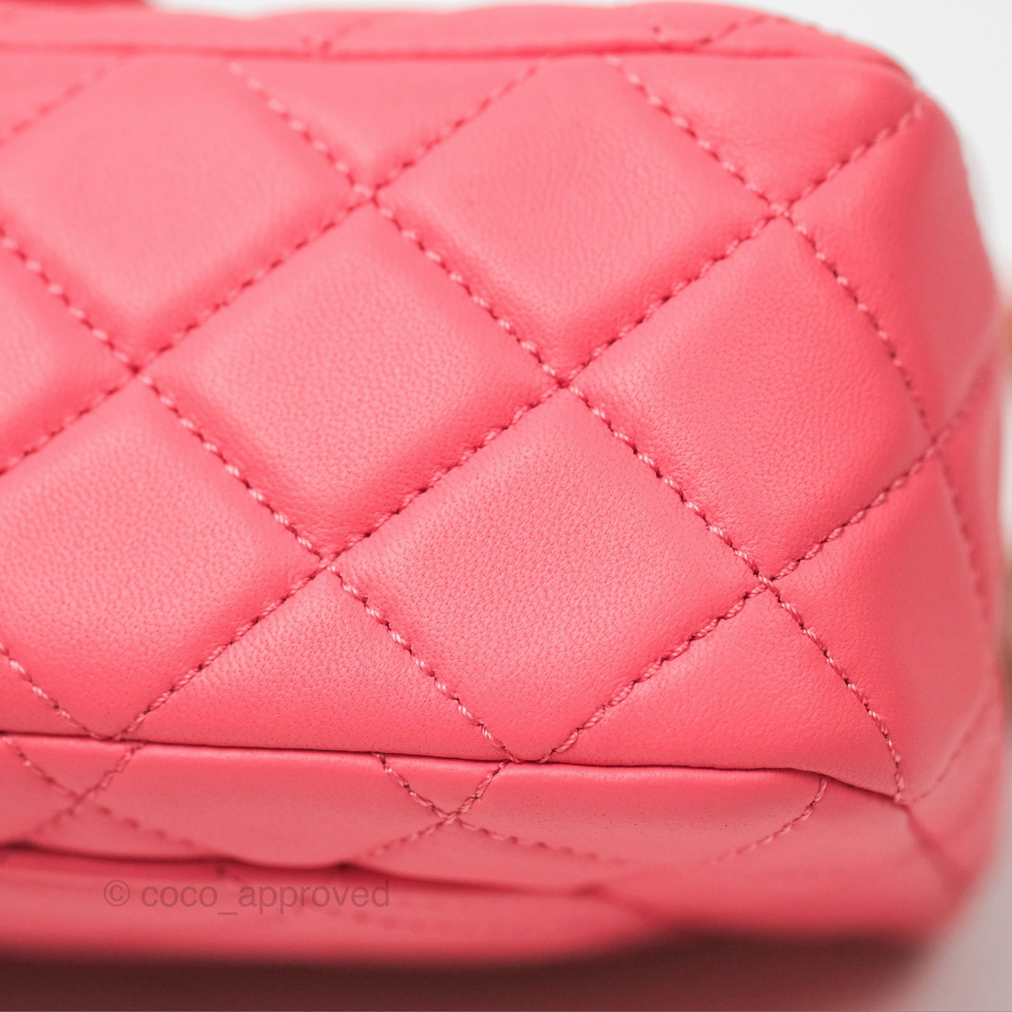 Chanel Pearl Crush Mini Rectangular Pink Lambskin Aged Gold Hardware