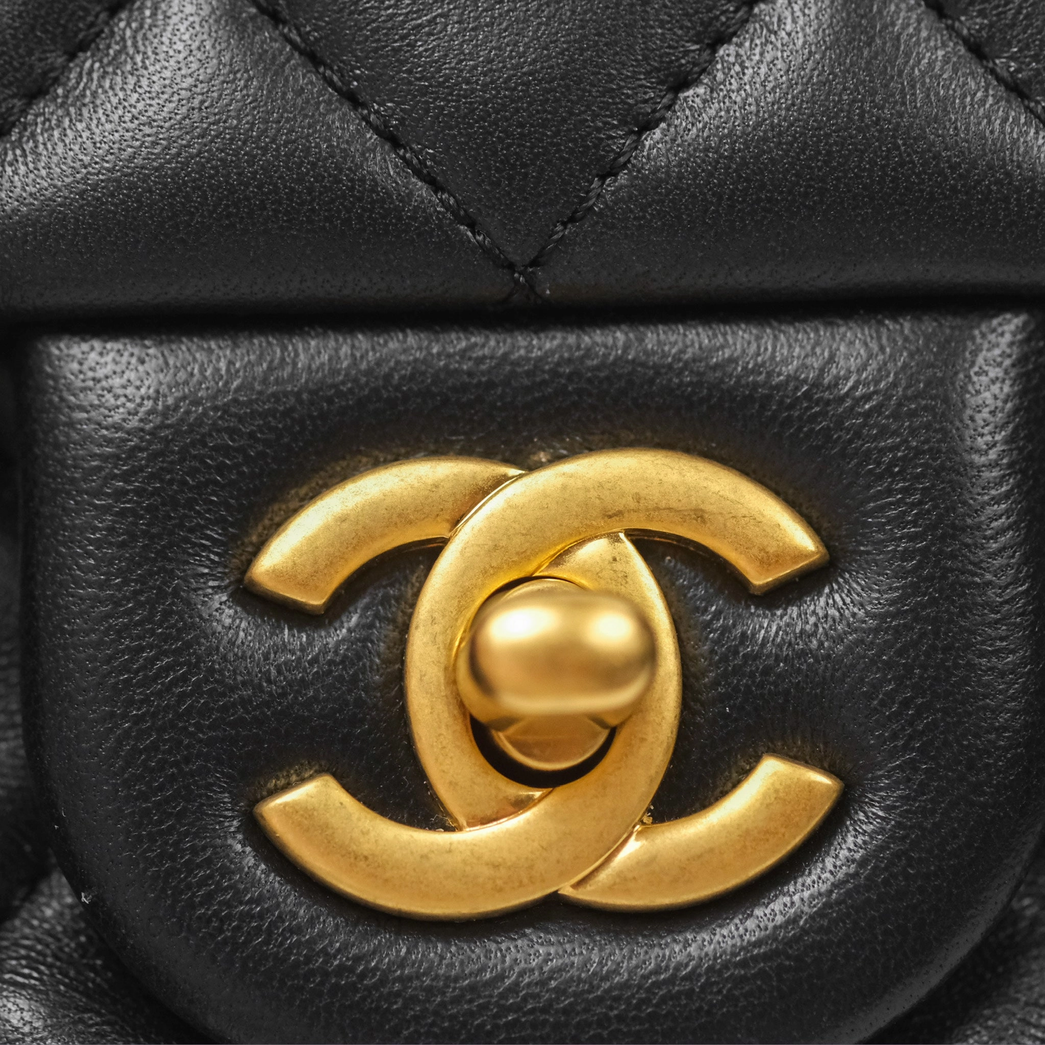 Chanel Pearl Crush Mini Square Quilted Black Lambskin Aged Gold Hardware