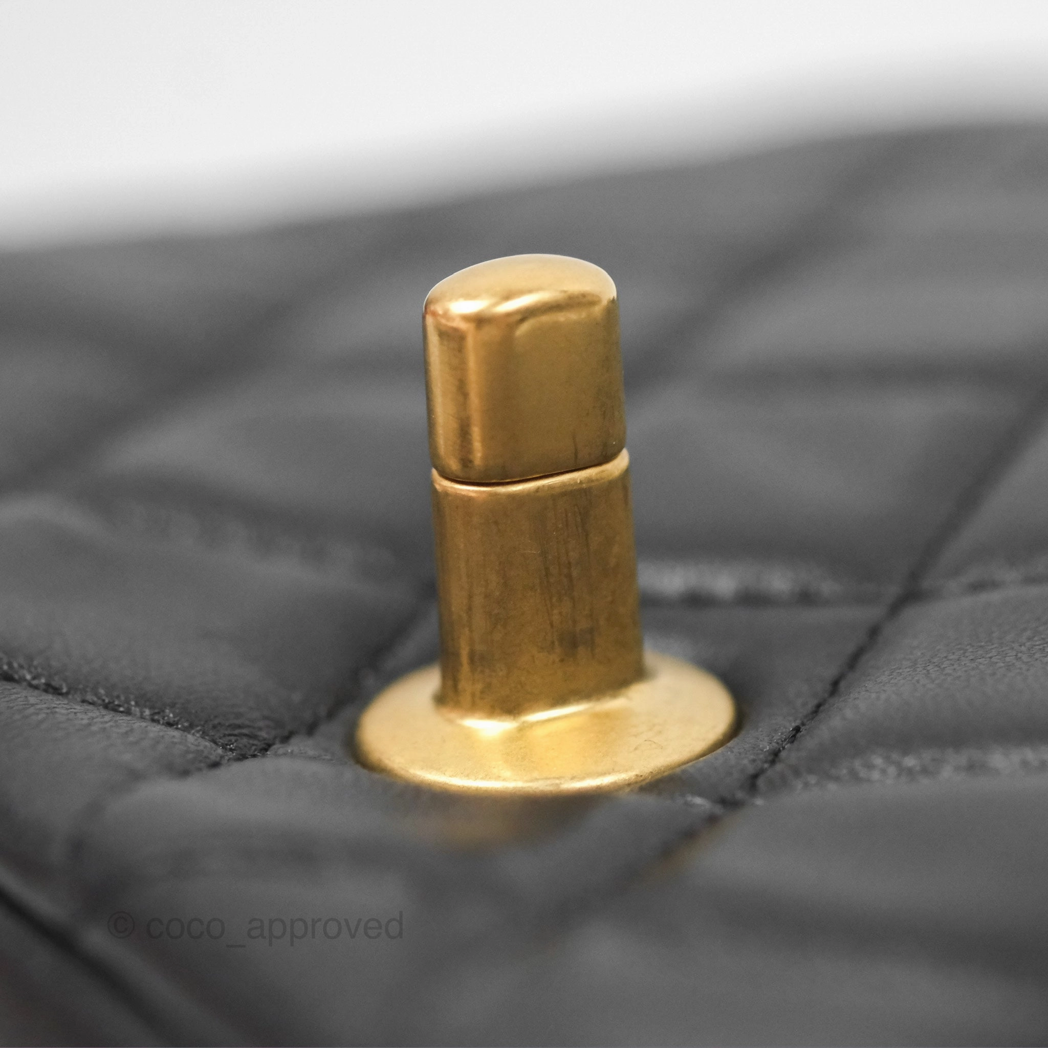 Chanel Pearl Crush Mini Square Quilted Black Lambskin Aged Gold Hardware