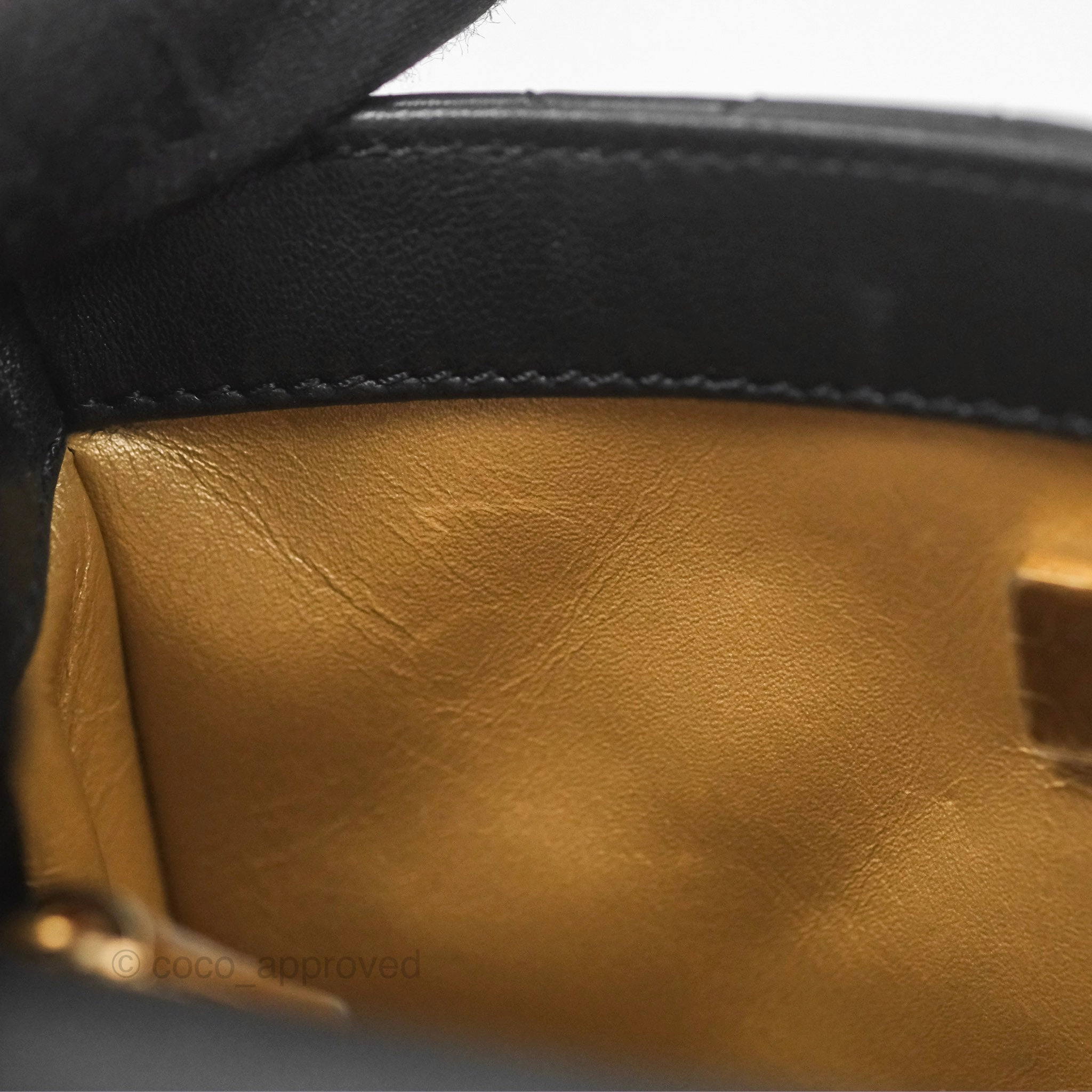 Chanel Pearl Crush Mini Square Quilted Black Lambskin Aged Gold Hardware
