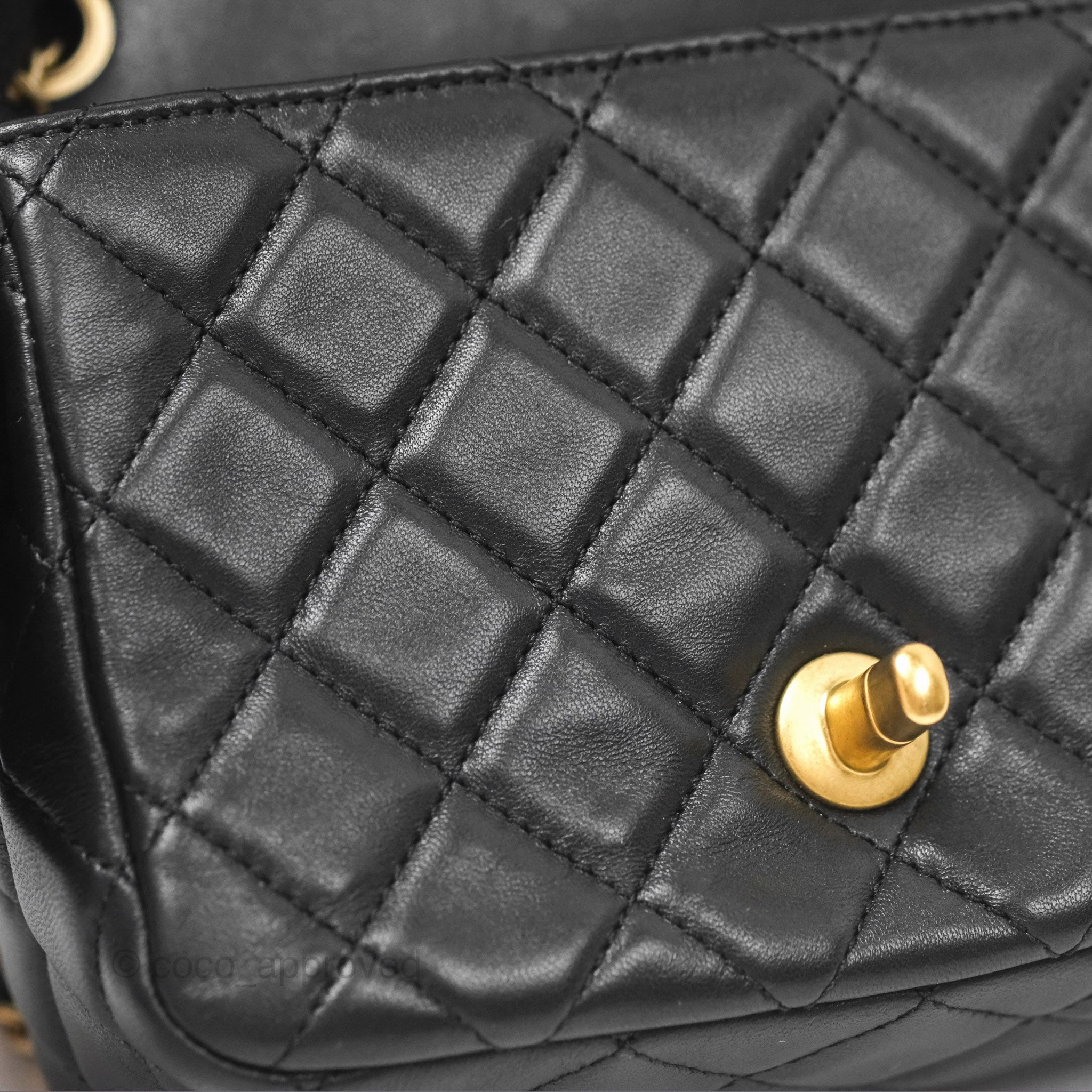 Chanel Pearl Crush Mini Square Quilted Black Lambskin Aged Gold Hardware