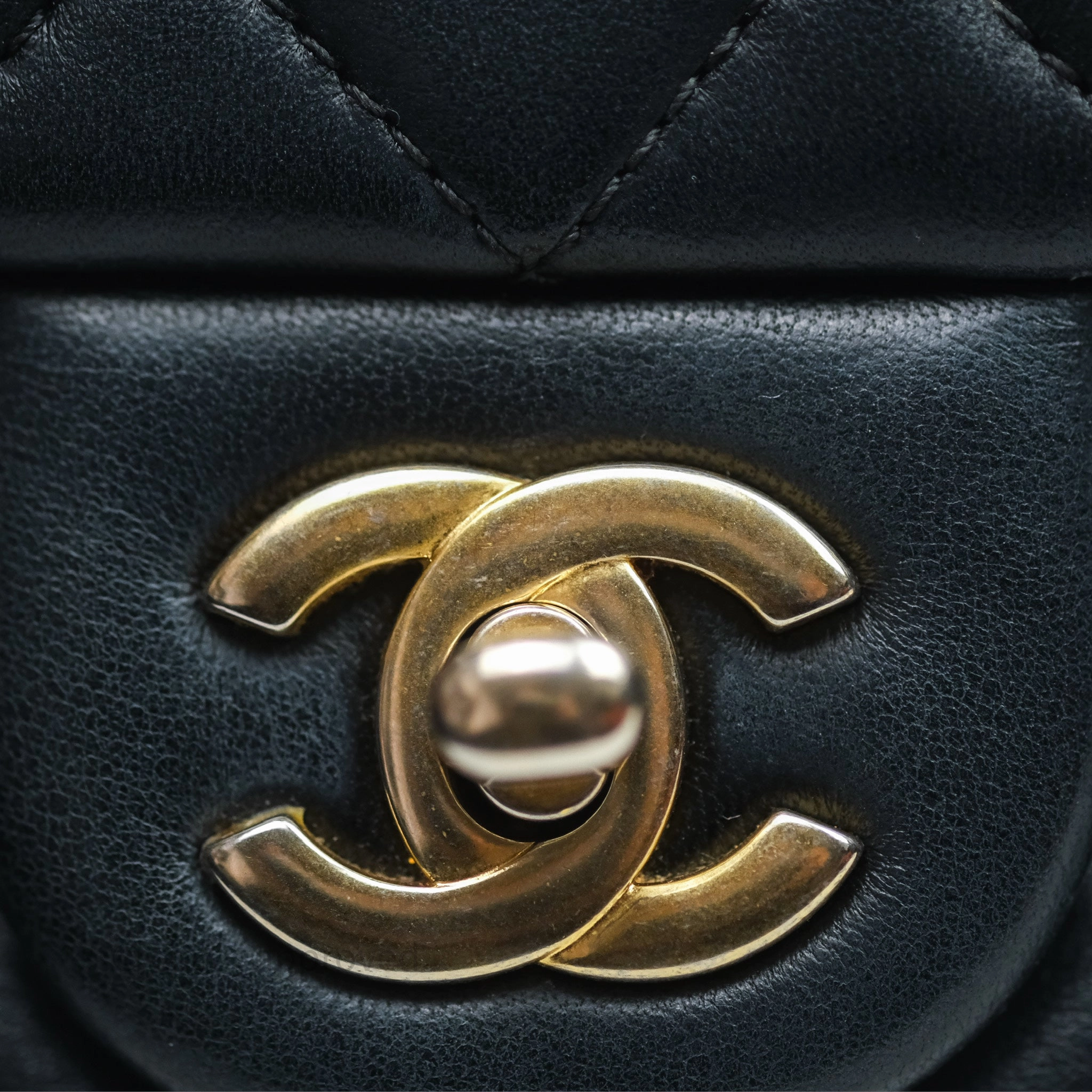 Chanel Pearl Crush Mini Square Quilted Black Lambskin Aged Gold Hardware