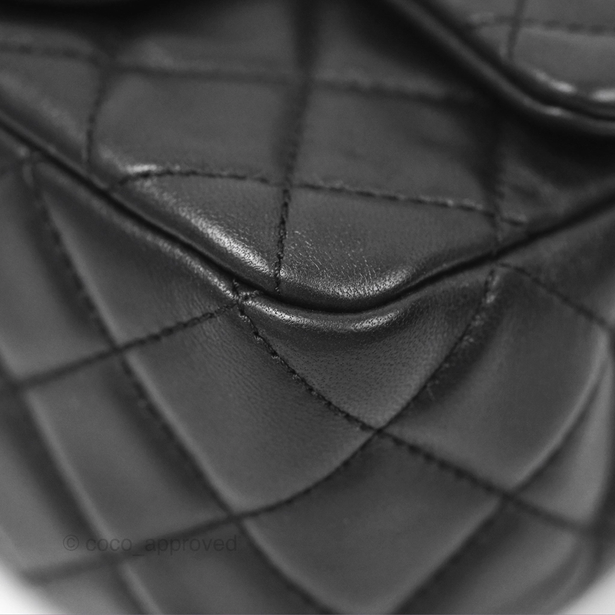 Chanel Pearl Crush Mini Square Quilted Black Lambskin Aged Gold Hardware