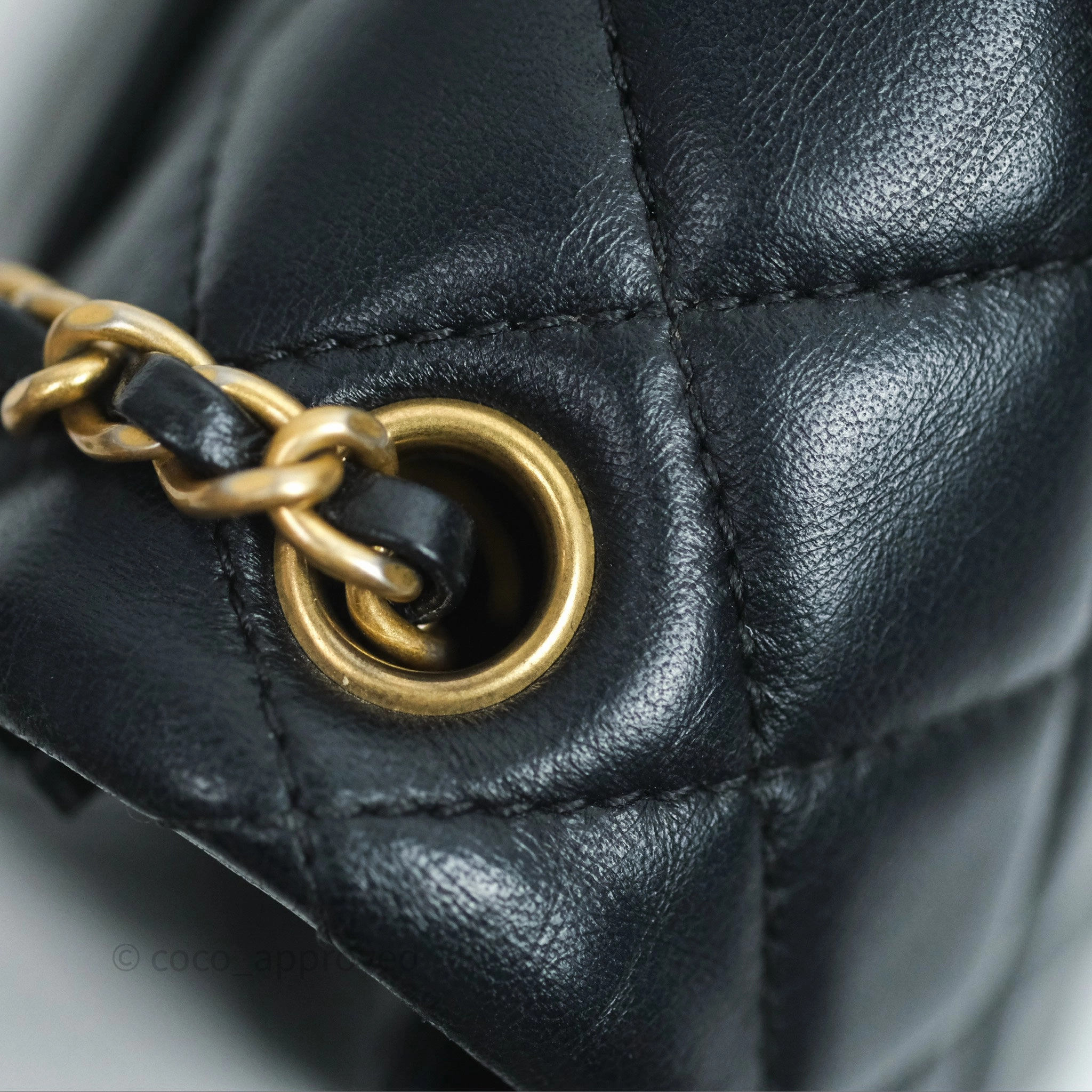 Chanel Pearl Crush Mini Square Quilted Black Lambskin Aged Gold Hardware